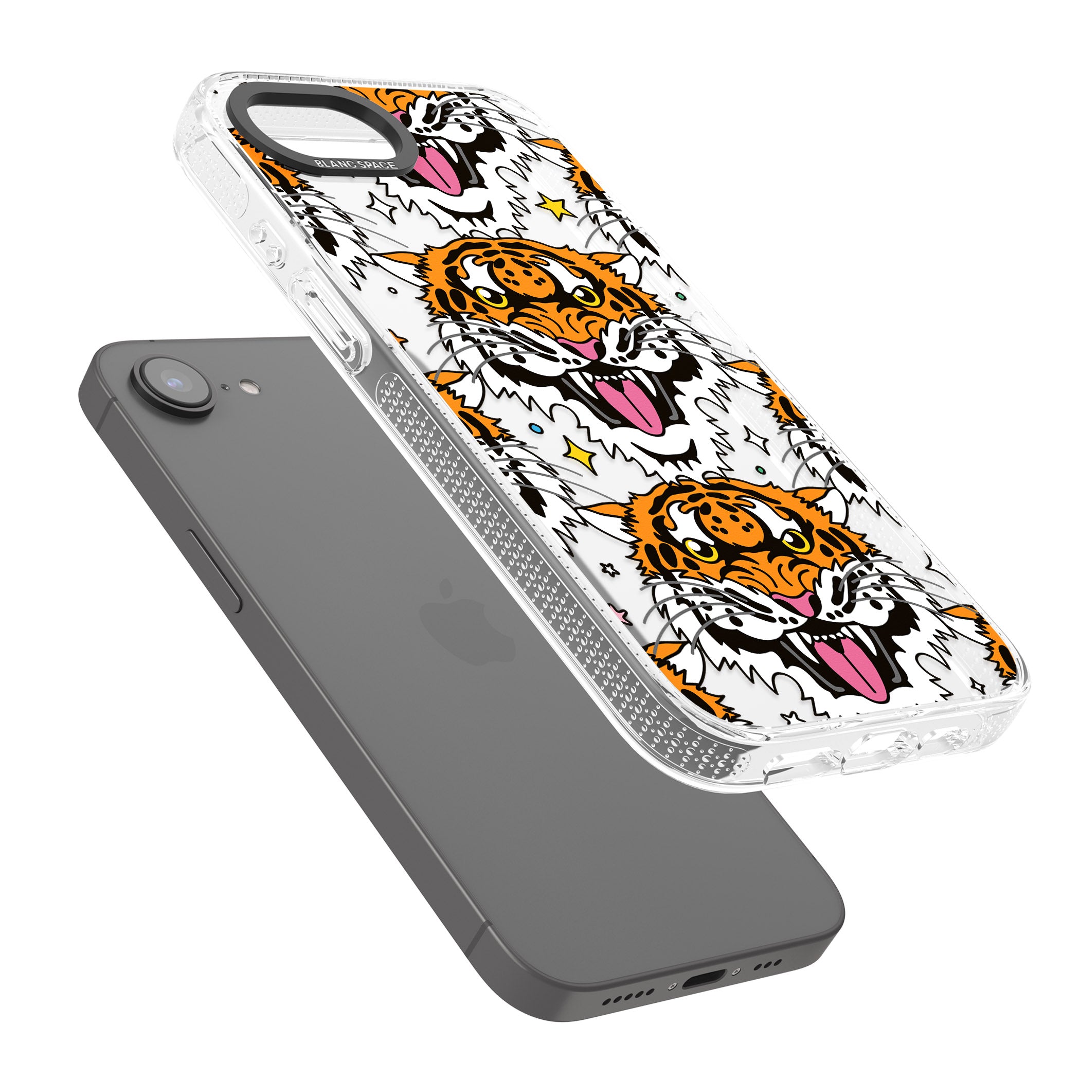 Fierce Jungle Tigers iPhone 16e Clear Case Impact Air - Blanc Space