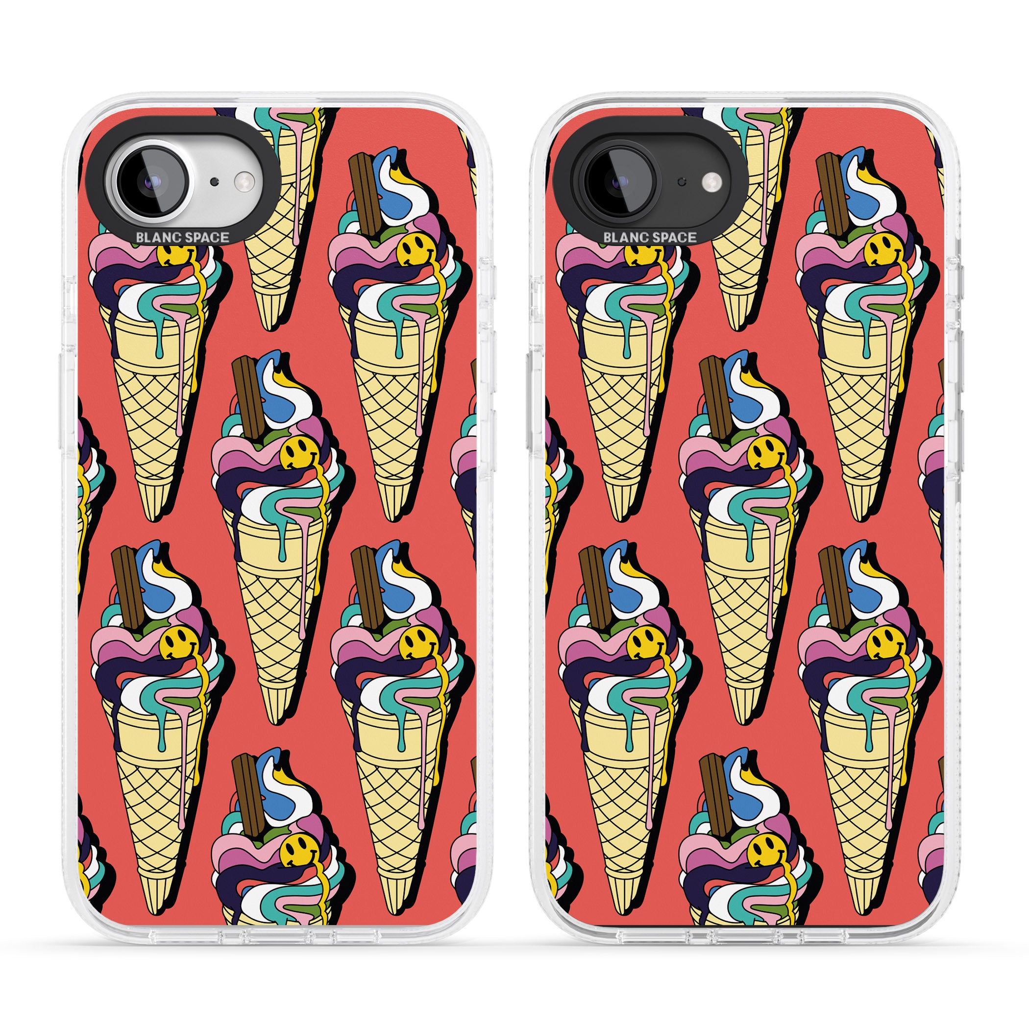 Trip & Drip Ice Cream (Red) iPhone 16e Clear Case Impact Air - Blanc Space