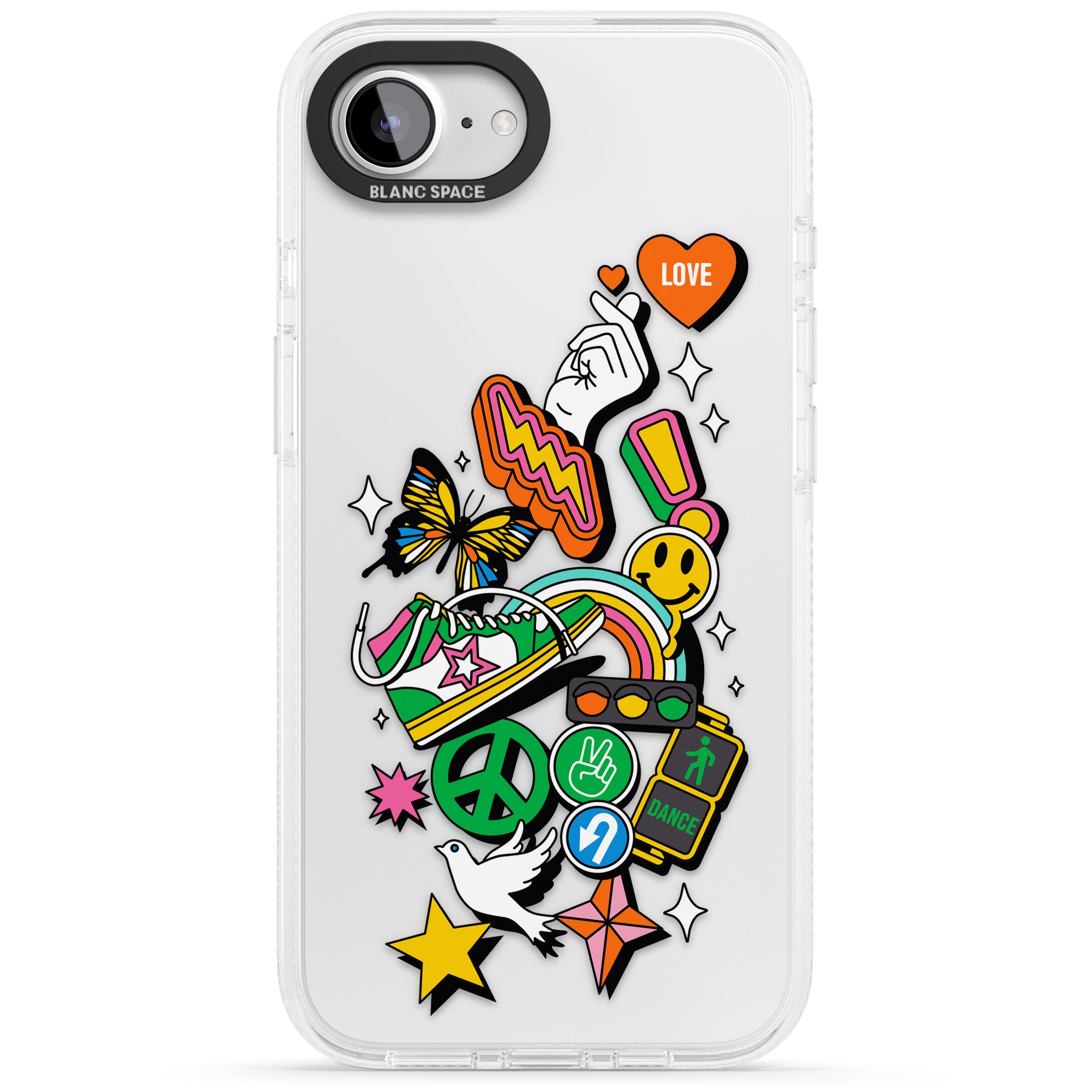 Nostalgic Sticker Collage iPhone 16e Clear Case Impact Air - Blanc Space