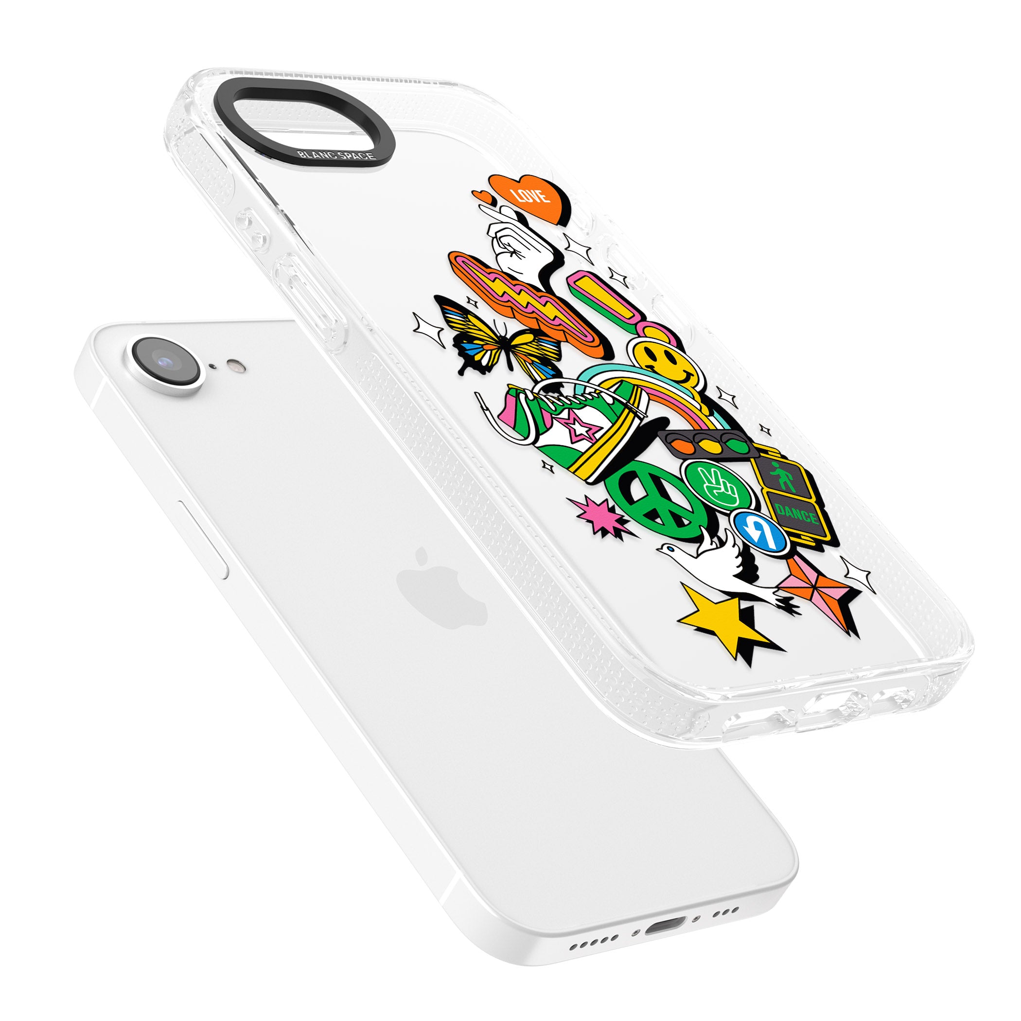 Nostalgic Sticker Collage iPhone 16e Clear Case Impact Air - Blanc Space