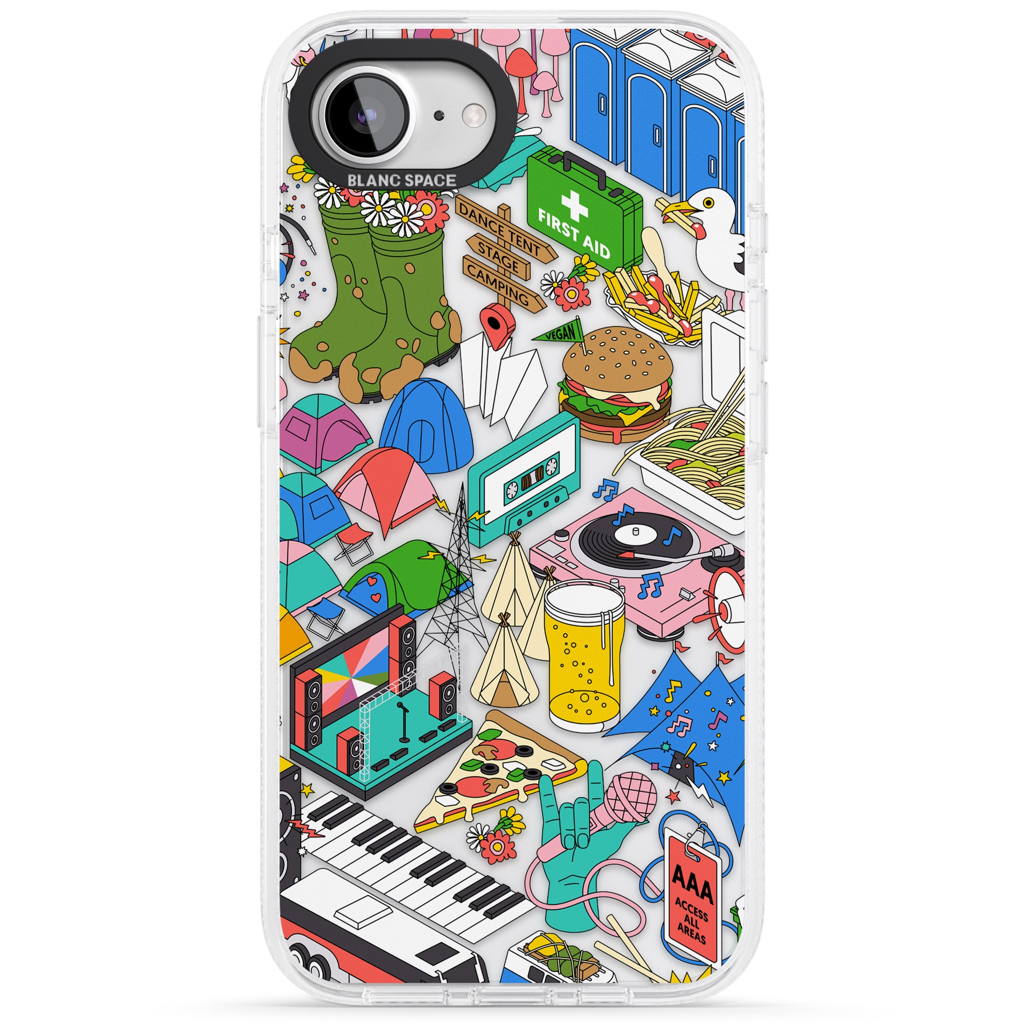 Festival Frenzy iPhone 16e Clear Case Impact Air - Blanc Space