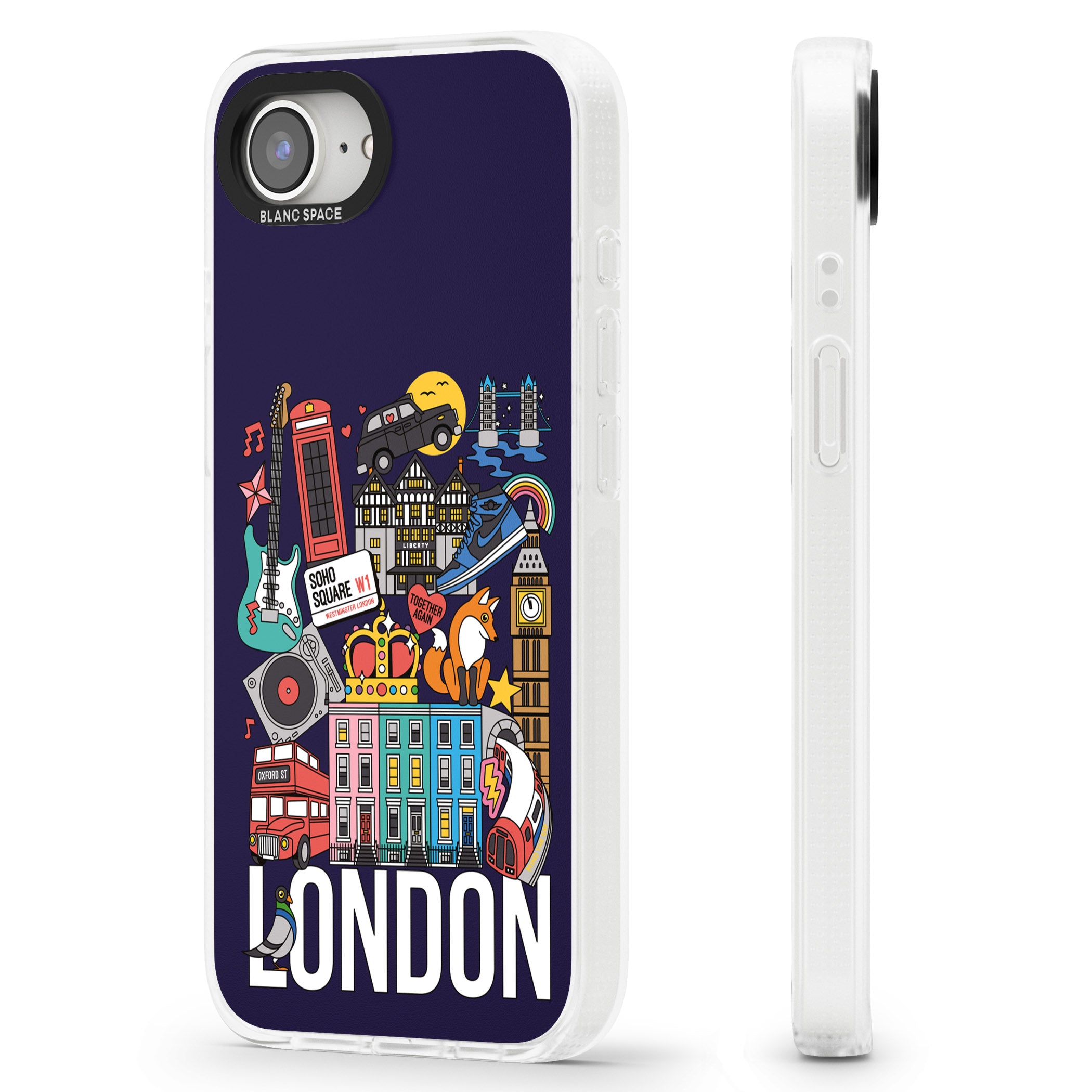 London Calling iPhone 16e Clear Case Impact Air - Blanc Space