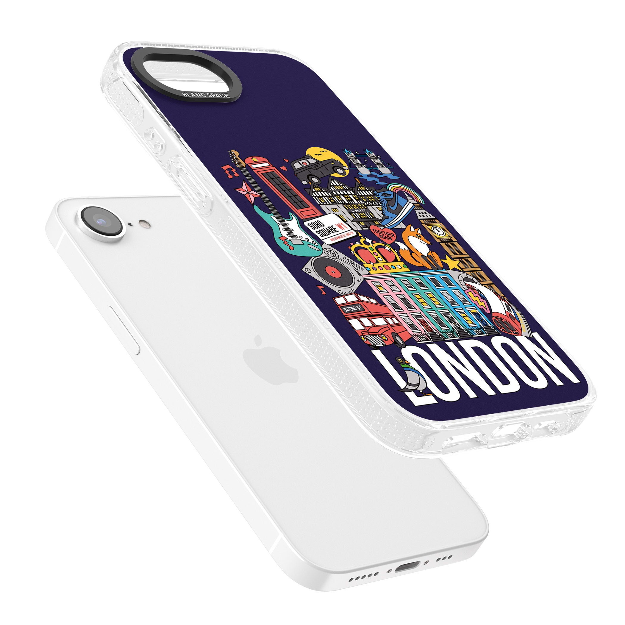 London Calling iPhone 16e Clear Case Impact Air - Blanc Space