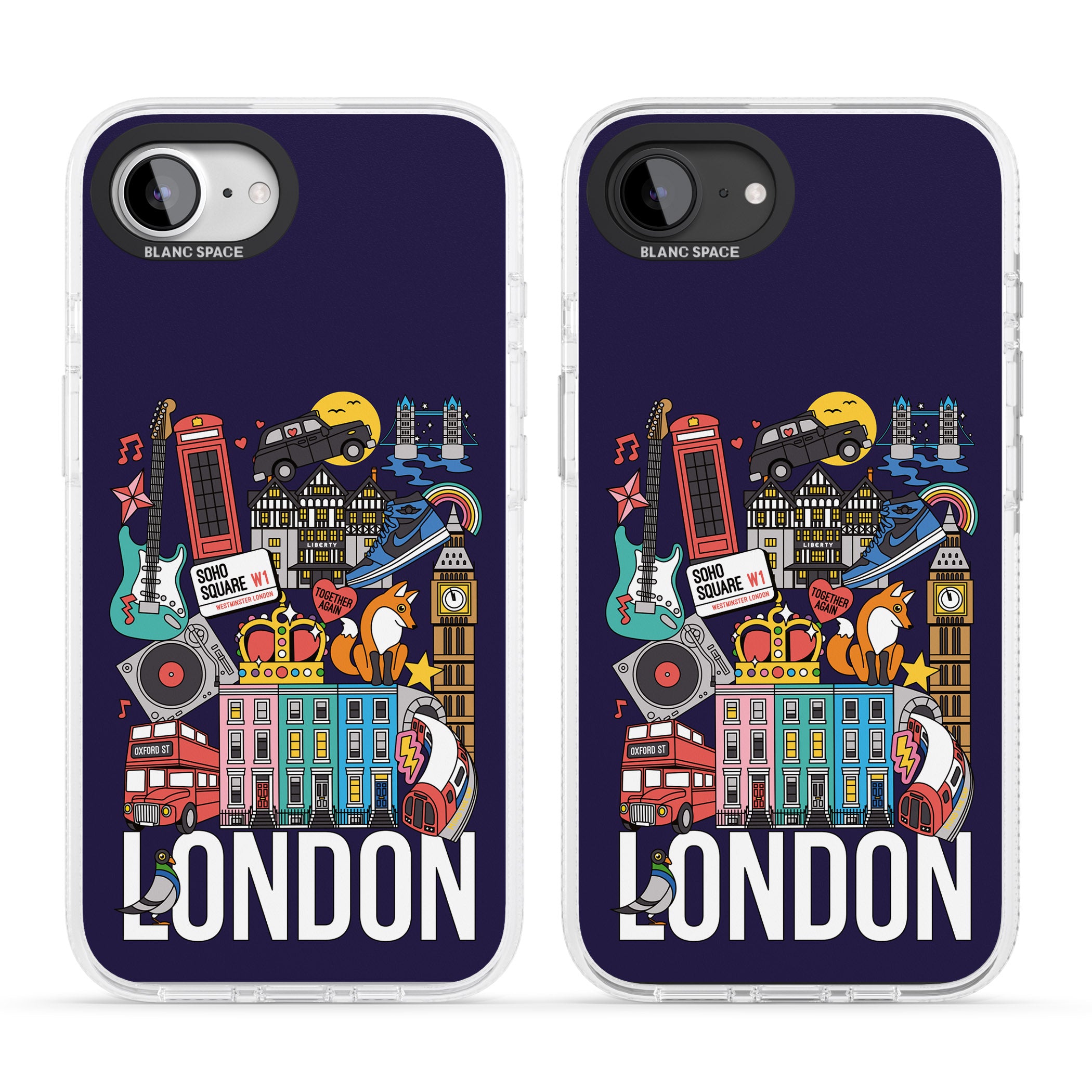 London Calling iPhone 16e Clear Case Impact Air - Blanc Space