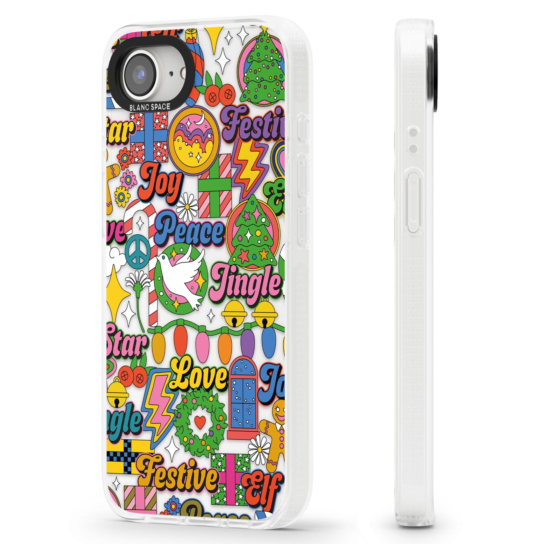 Peace & Festivities iPhone 16e Clear Case Impact Air - Blanc Space
