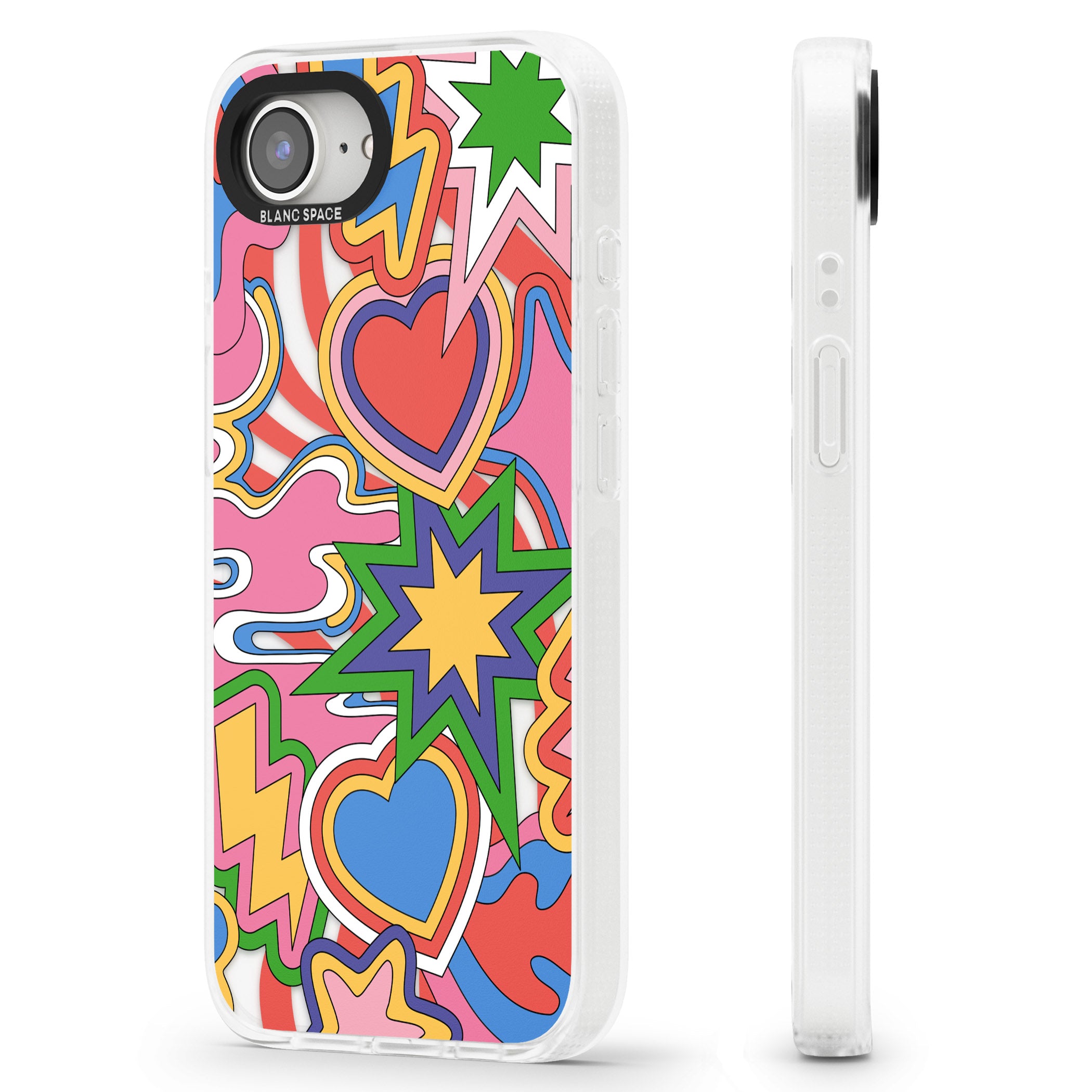 Psychedelic Pop Art Explosion iPhone 16e Clear Case Impact Air - Blanc Space