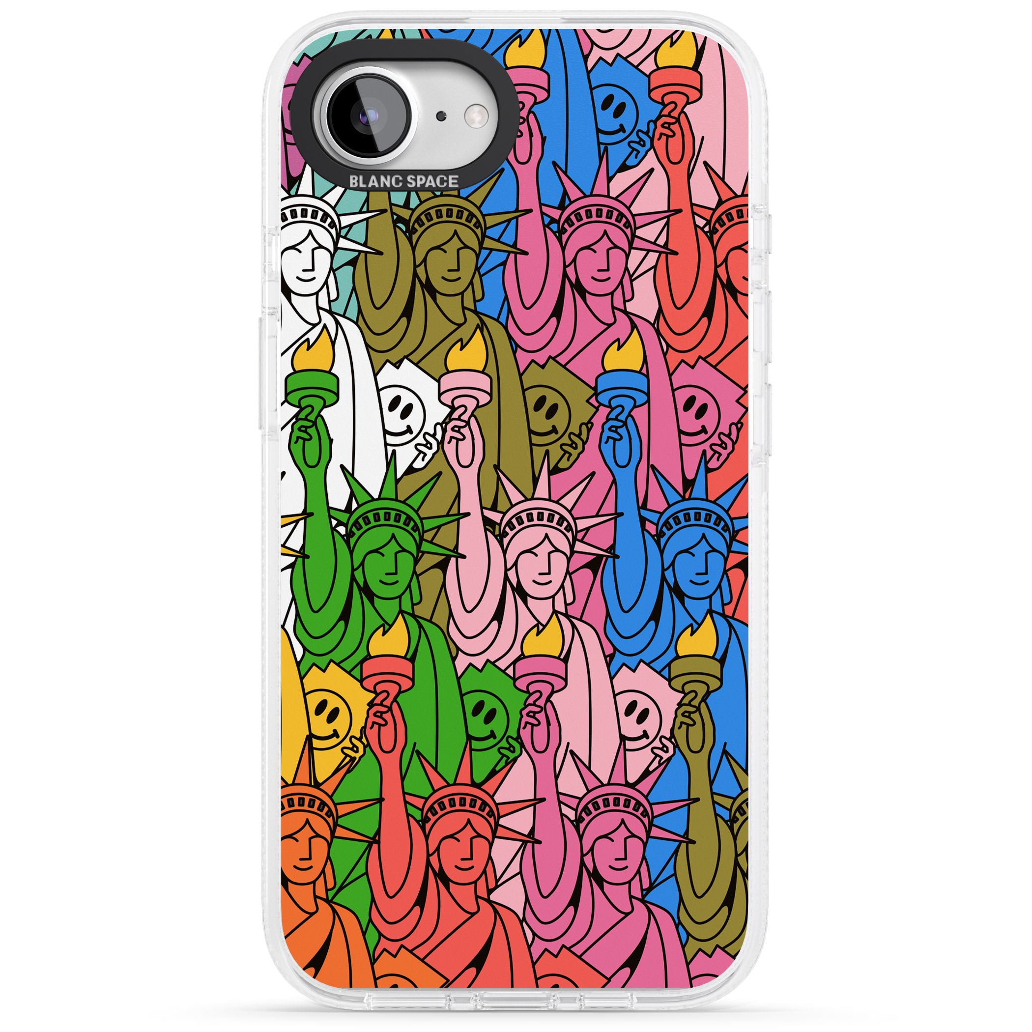 Multicolour Liberty Pattern iPhone 16e Clear Case Impact Air - Blanc Space