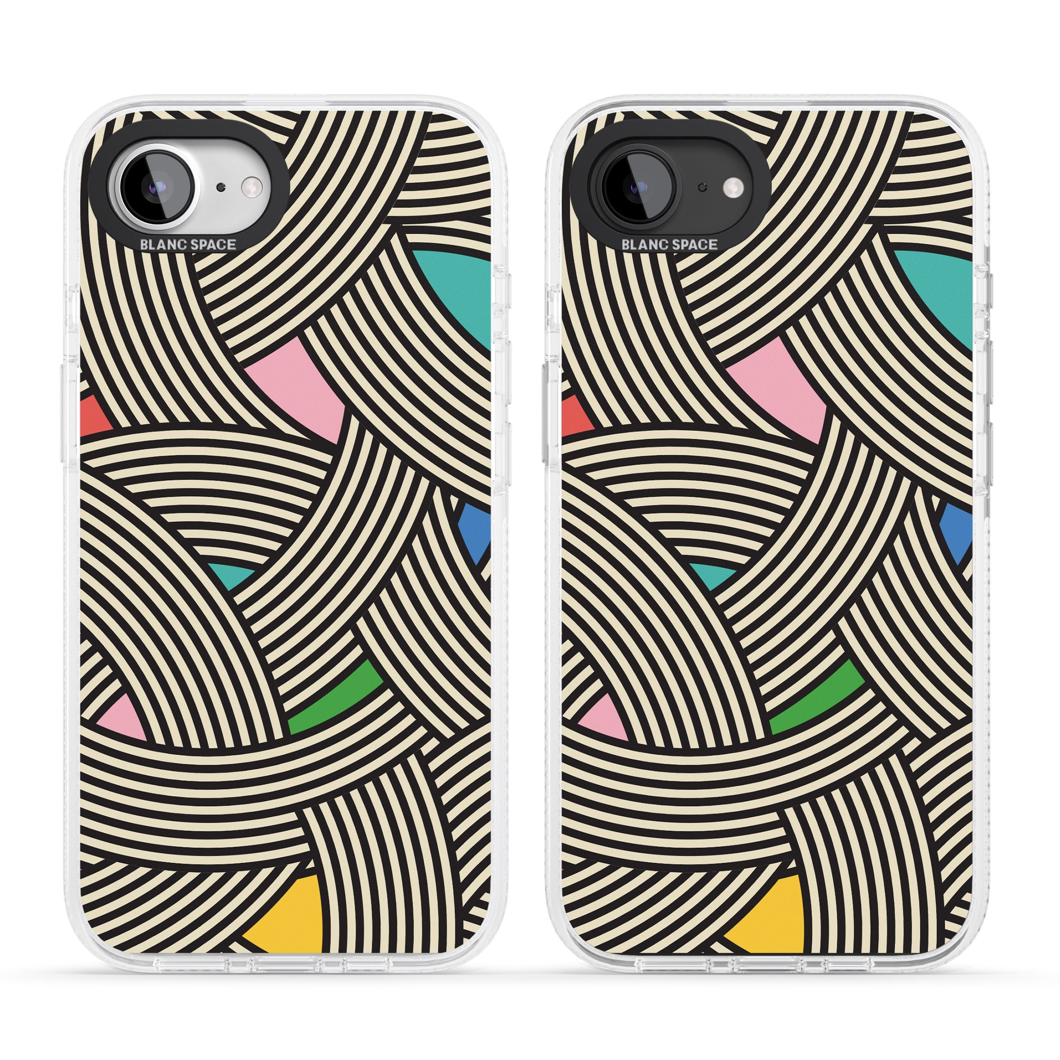 Multicolour Optic Waves iPhone 16e Clear Case Impact Air - Blanc Space