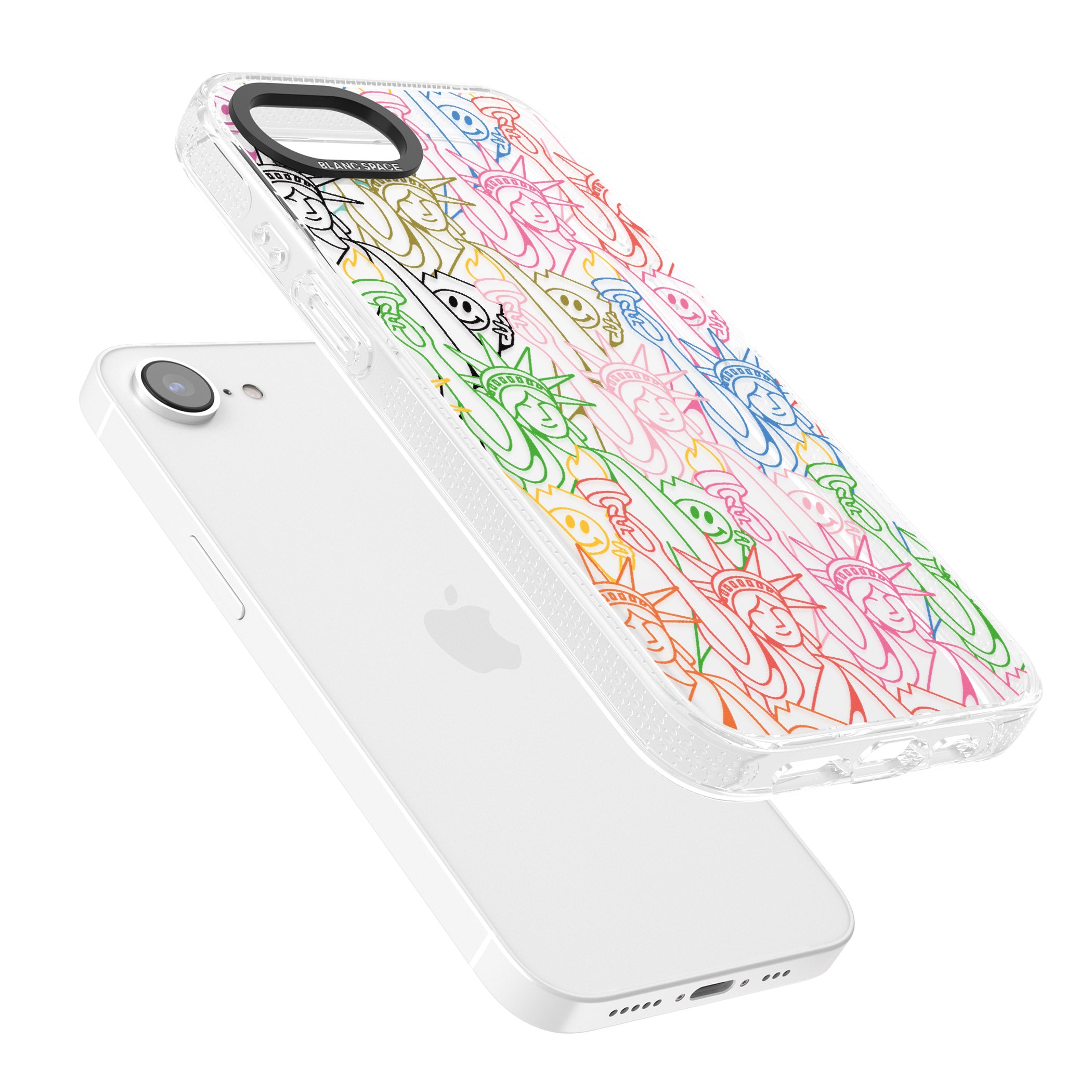 Multicolour Liberty Line Pattern iPhone 16e Clear Case Impact Air - Blanc Space