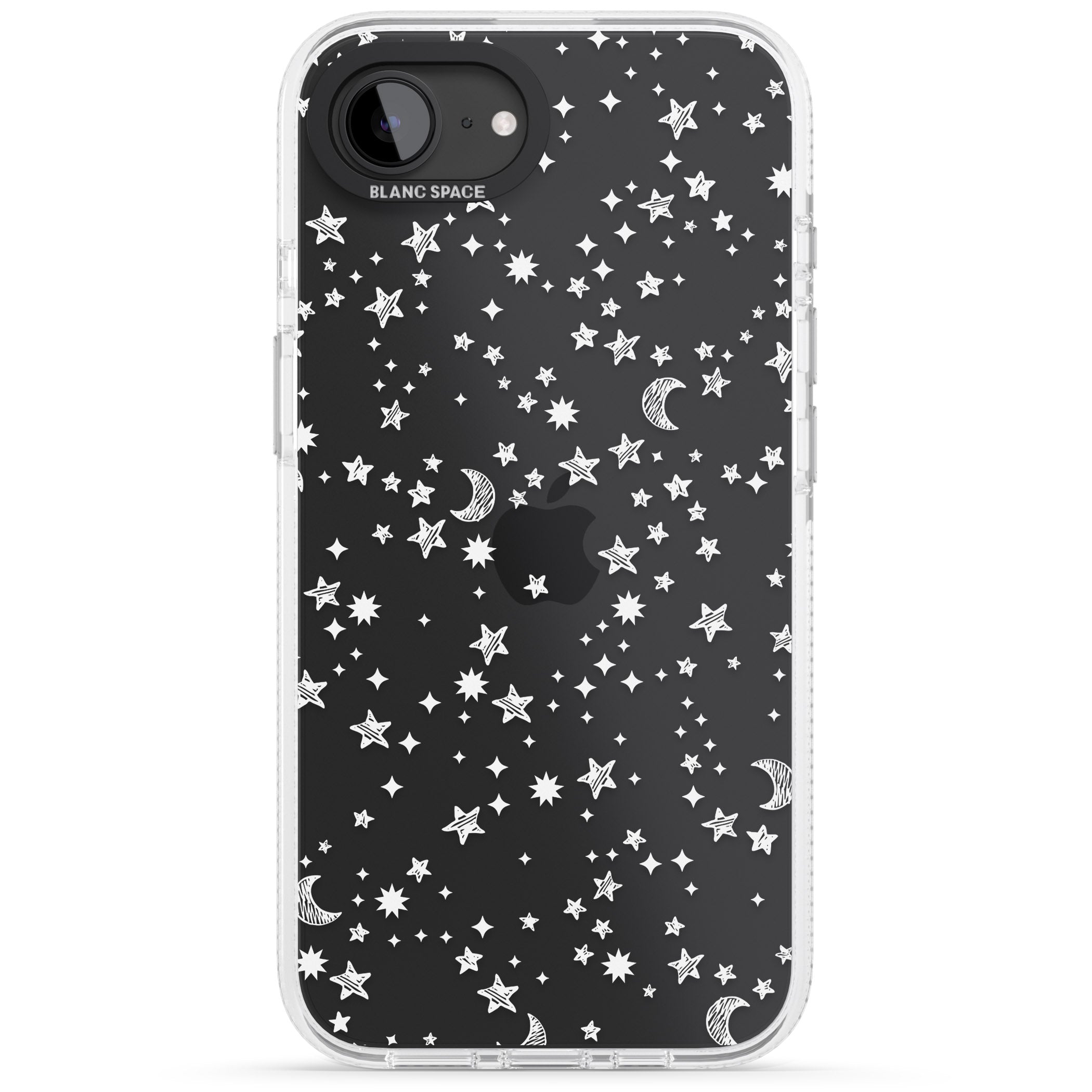 White Cosmic Galaxy Pattern iPhone 16e Clear Case Impact Air - Blanc Space