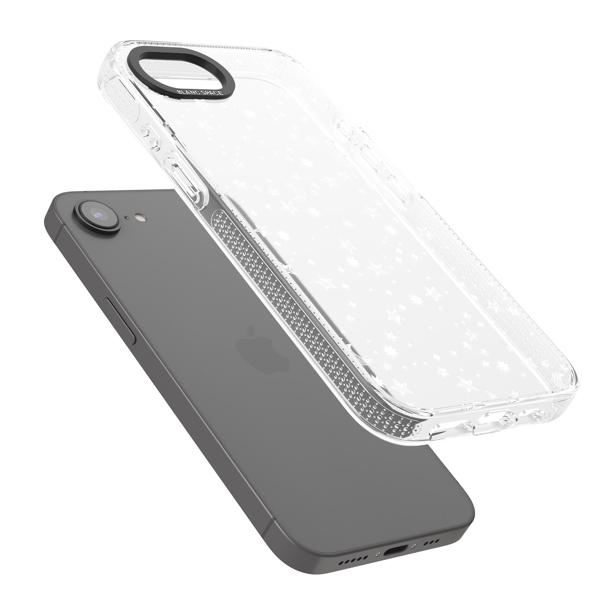 White Cosmic Galaxy Pattern iPhone 16e Clear Case Impact Air - Blanc Space