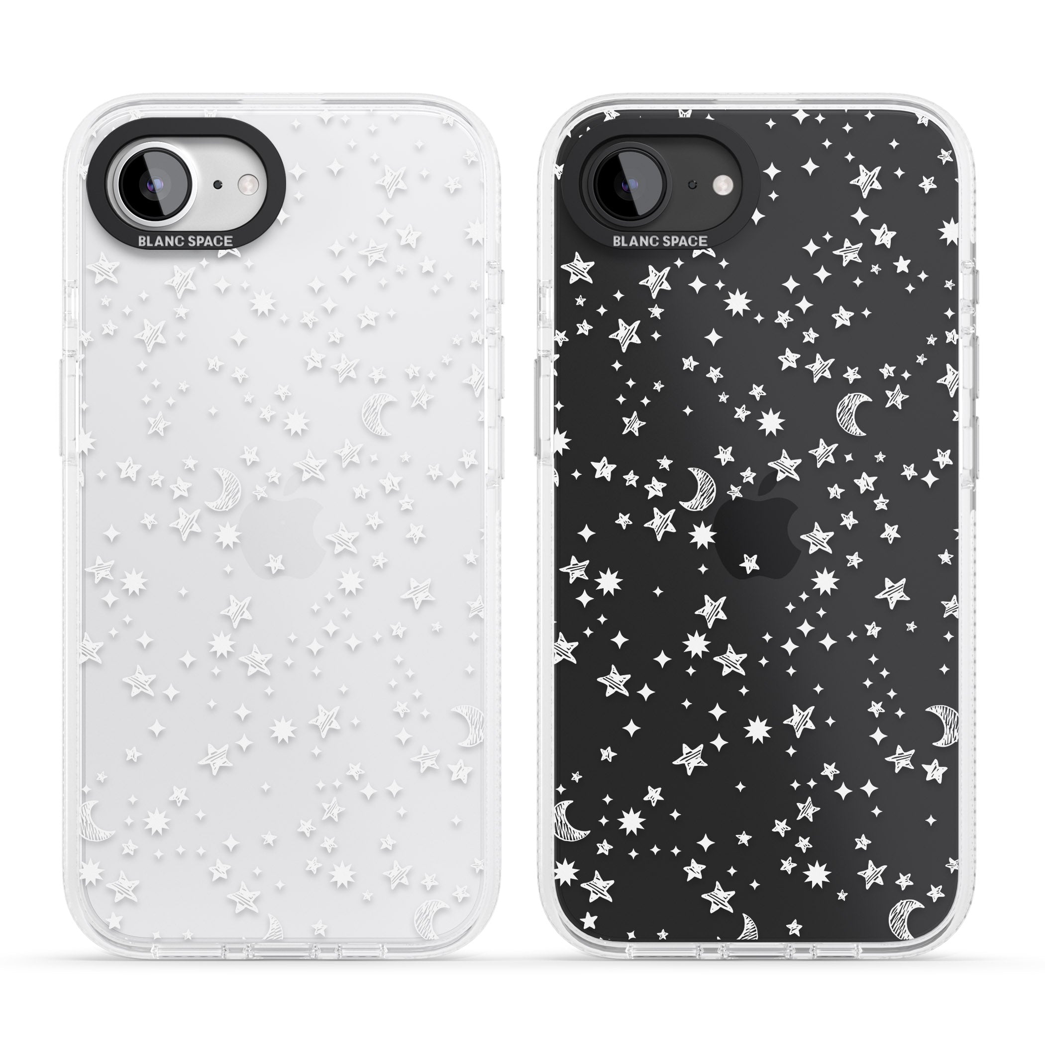 White Cosmic Galaxy Pattern iPhone 16e Clear Case Impact Air - Blanc Space