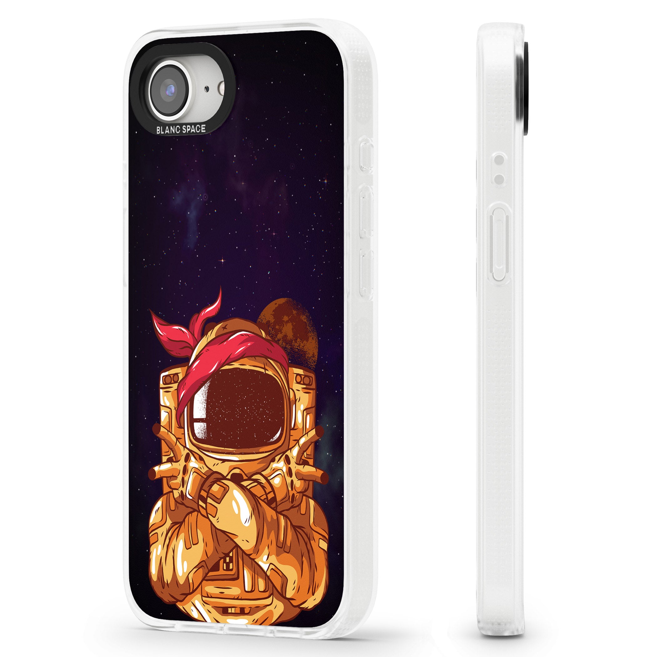 Space Gangster iPhone 16e Clear Case Impact Air - Blanc Space