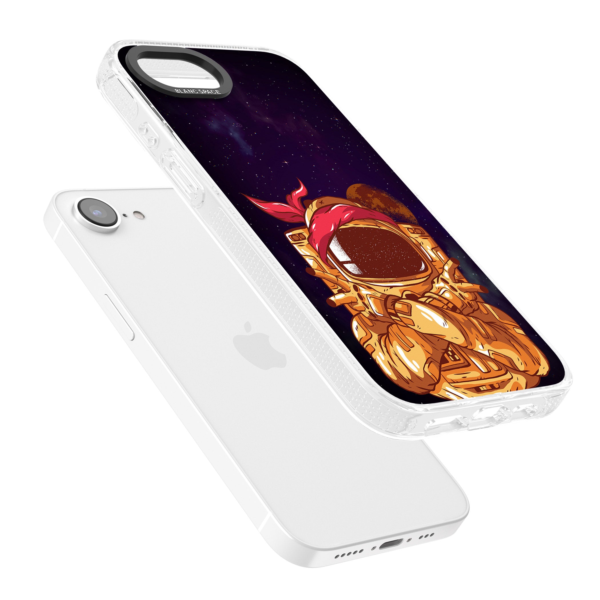 Space Gangster iPhone 16e Clear Case Impact Air - Blanc Space