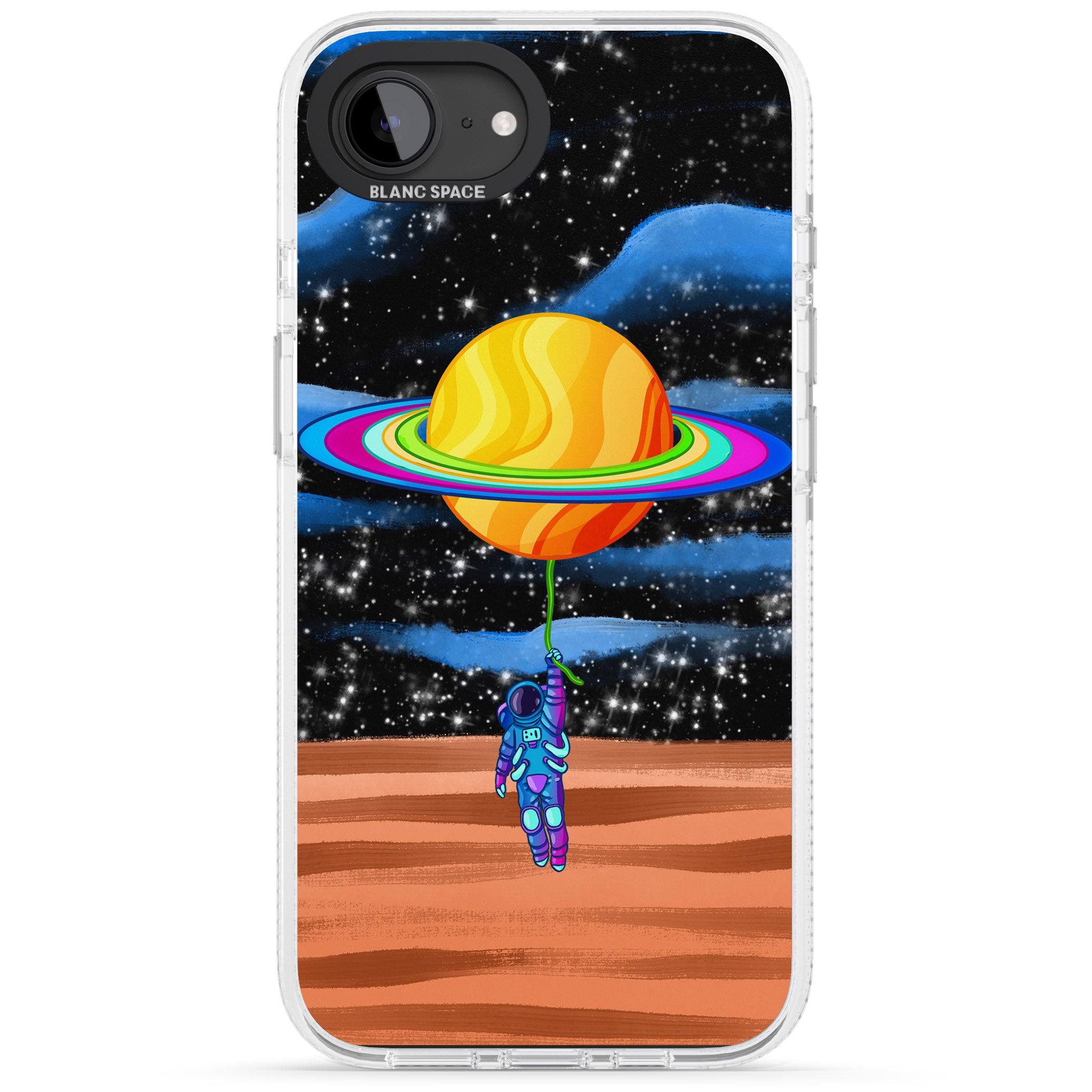 World On Helium iPhone 16e Clear Case Impact Air - Blanc Space