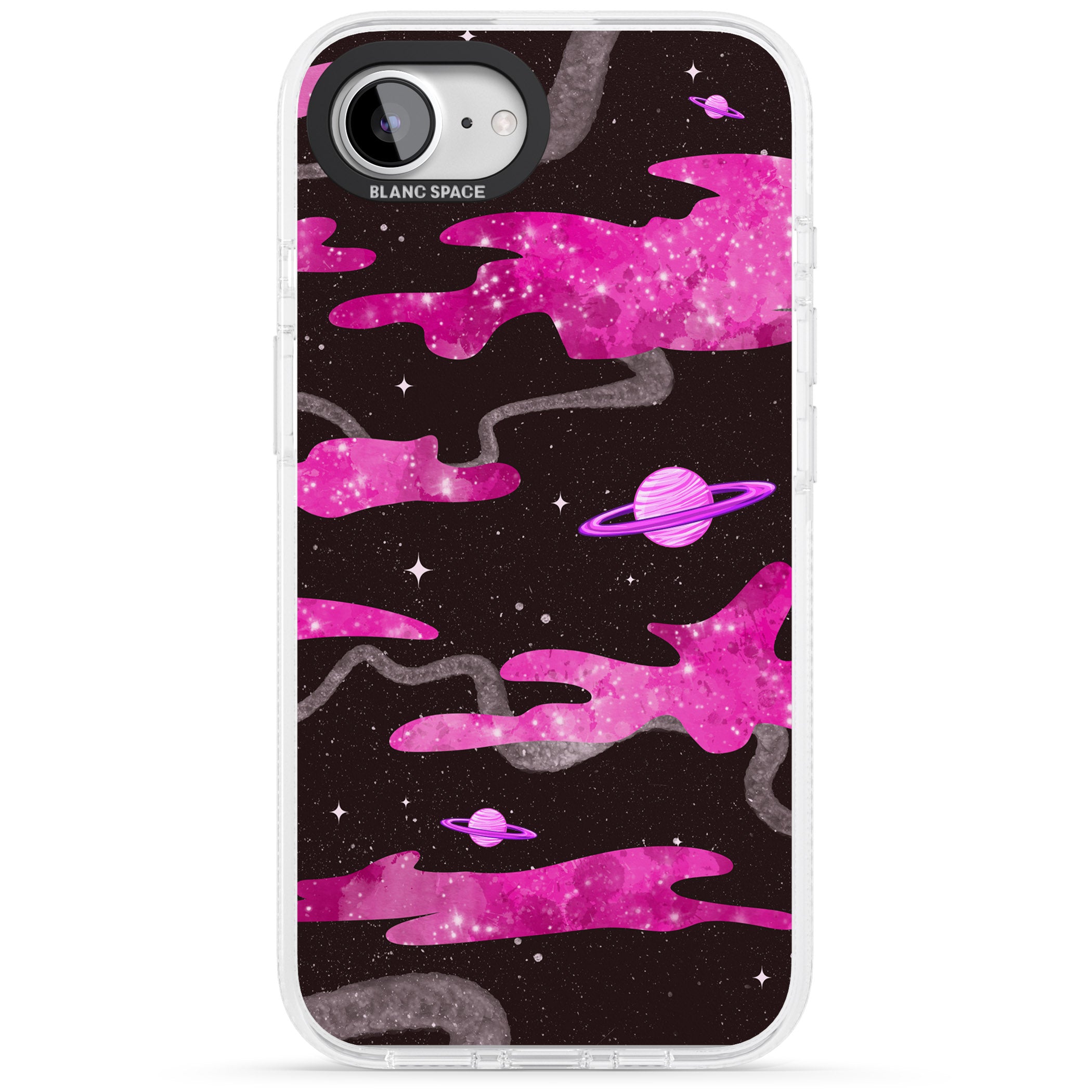 Pink Galaxy iPhone 16e Clear Case Impact Air - Blanc Space
