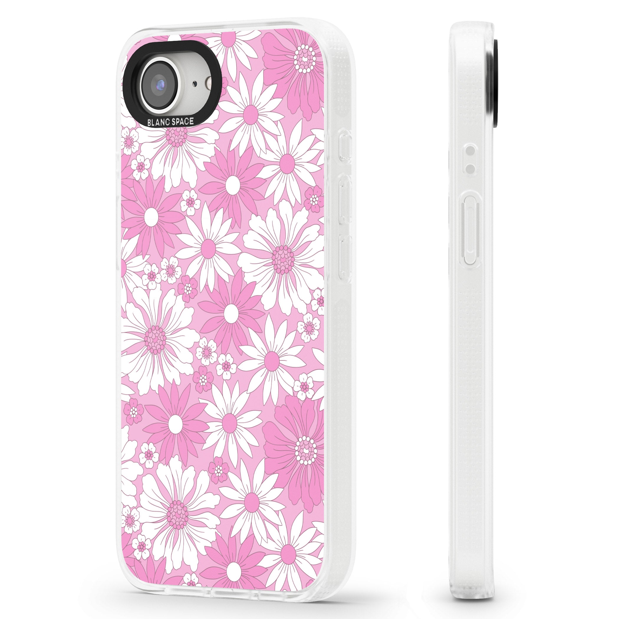 Pink & White Flowers iPhone 16e Clear Case Impact Air - Blanc Space