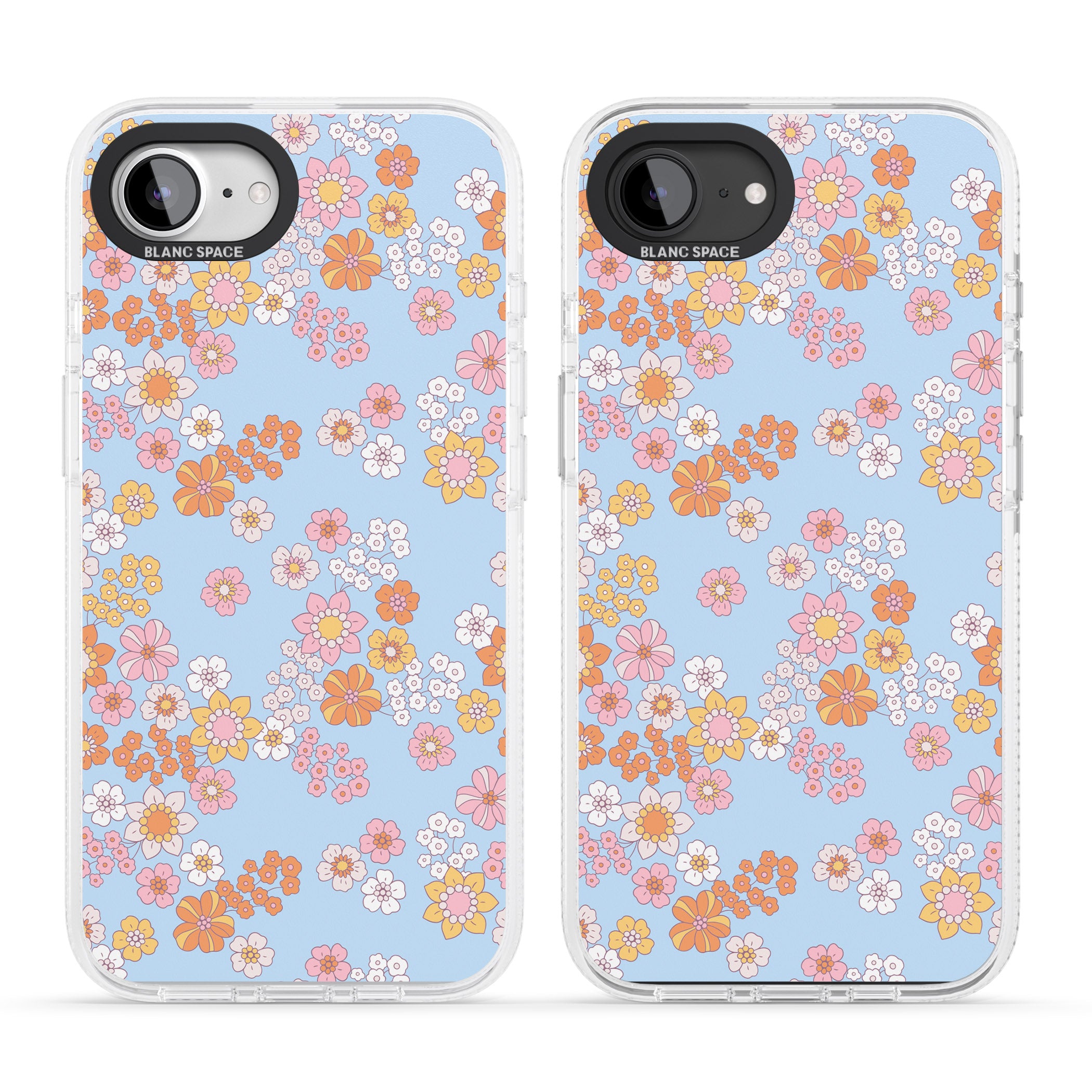 Lake Blue Flower Mix iPhone 16e Clear Case Impact Air - Blanc Space
