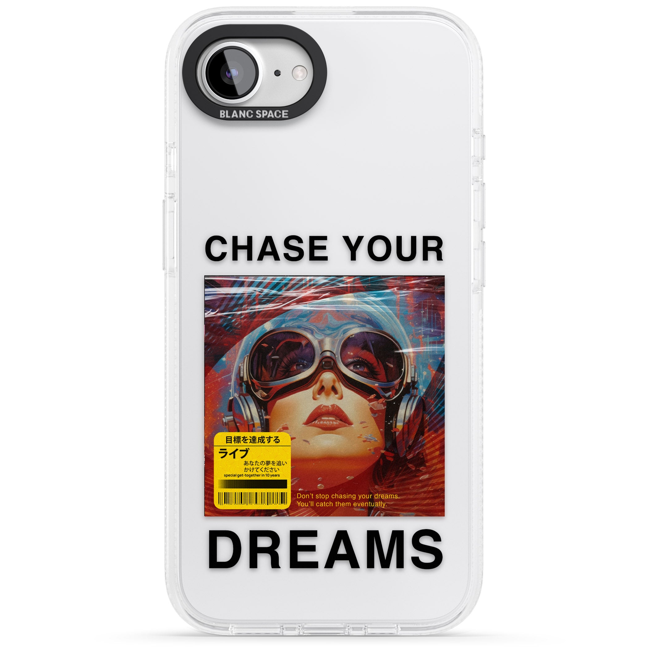 Chase Your Dreams iPhone 16e Clear Case Impact Air - Blanc Space