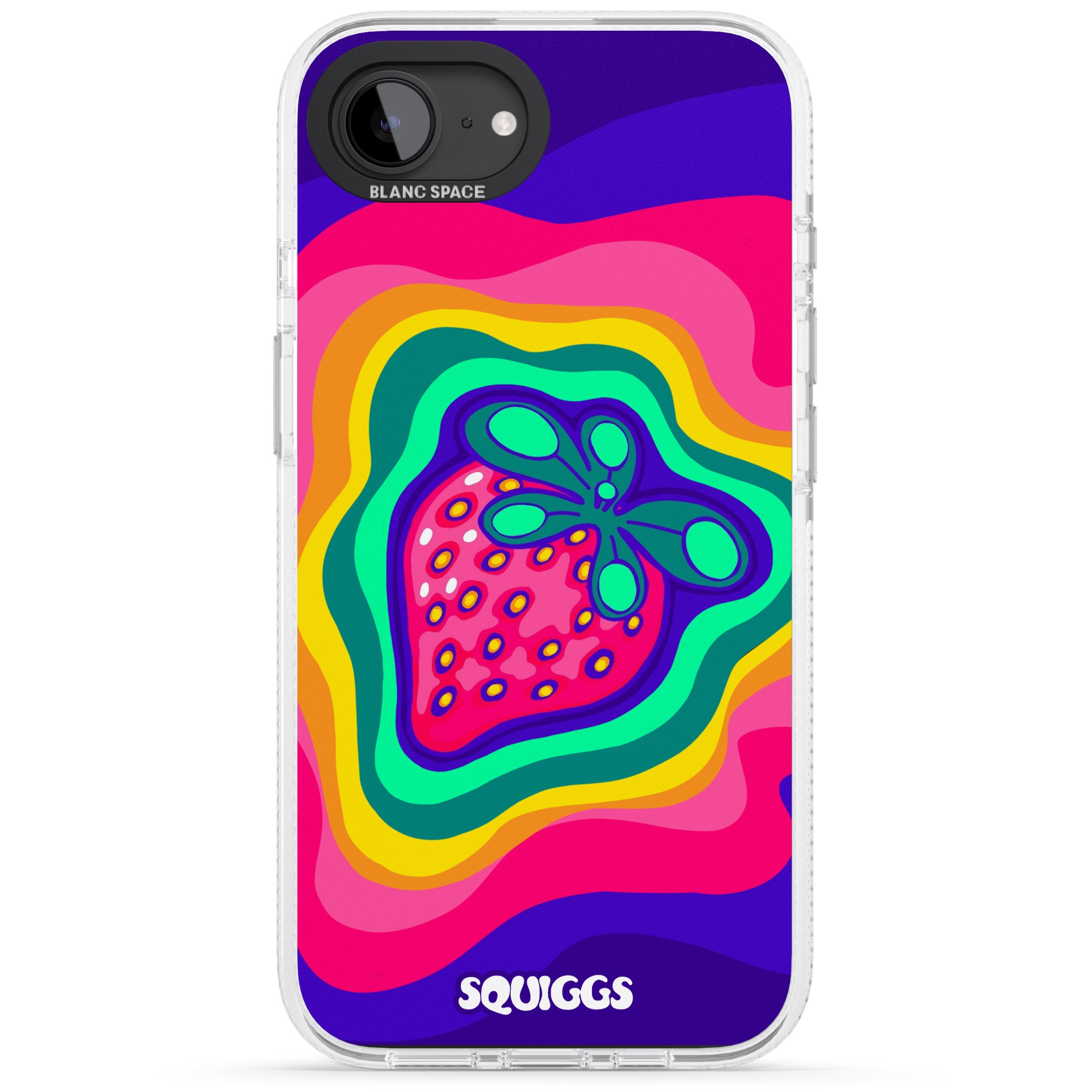 Strawberry Rainbow iPhone 16e Clear Case Impact Air - Blanc Space
