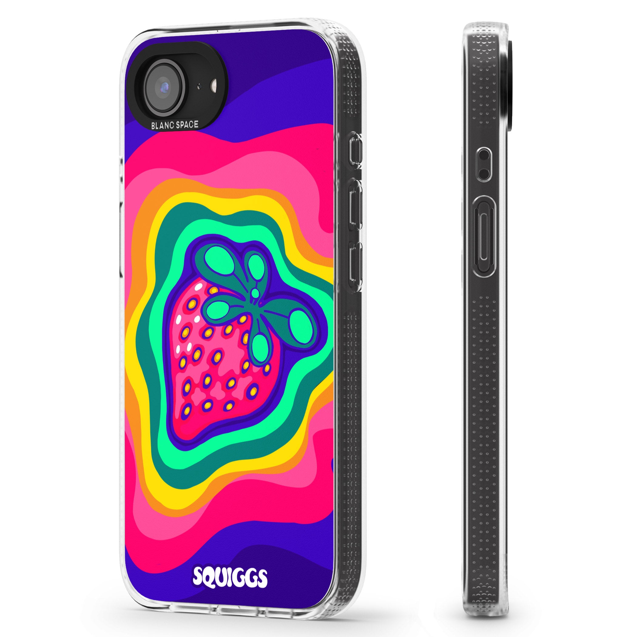 Strawberry Rainbow iPhone 16e Clear Case Impact Air - Blanc Space