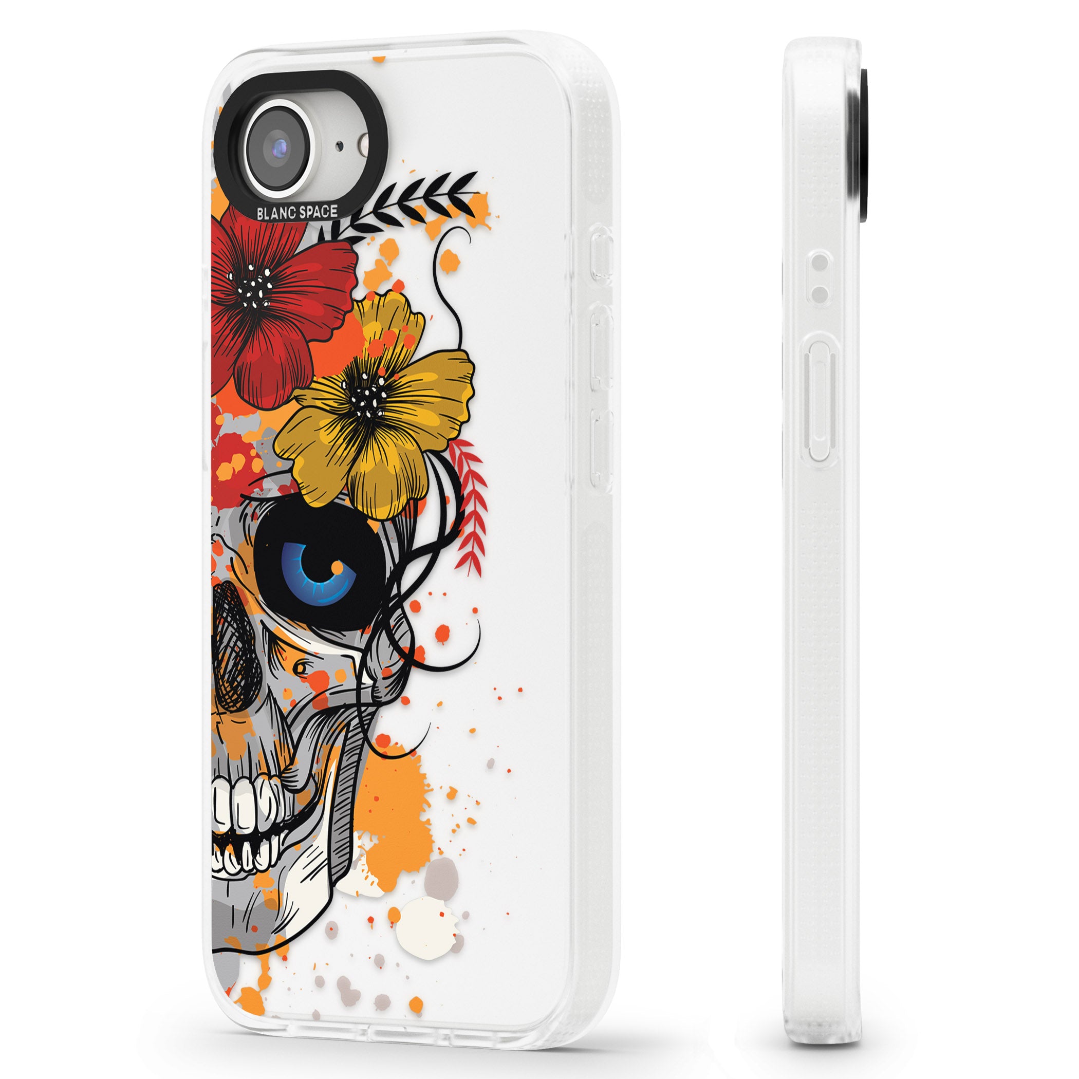 Sugar Skull Flowers iPhone 16e Clear Case Impact Air - Blanc Space