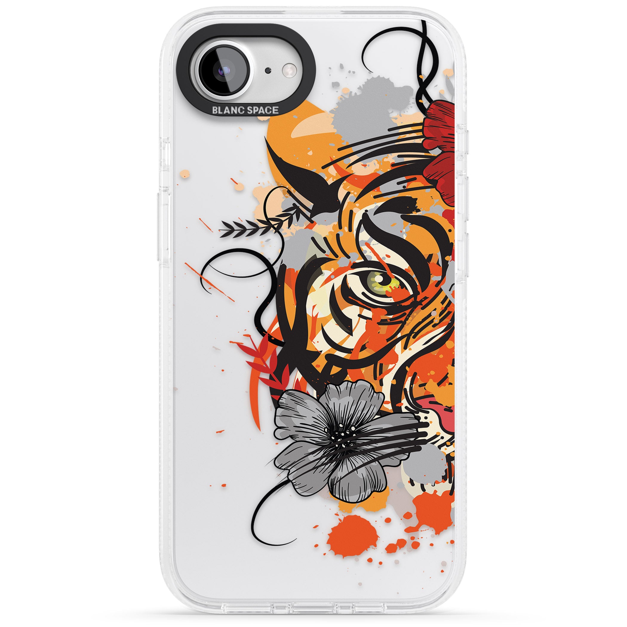 Sugar Skull Tiger iPhone 16e Clear Case Impact Air - Blanc Space