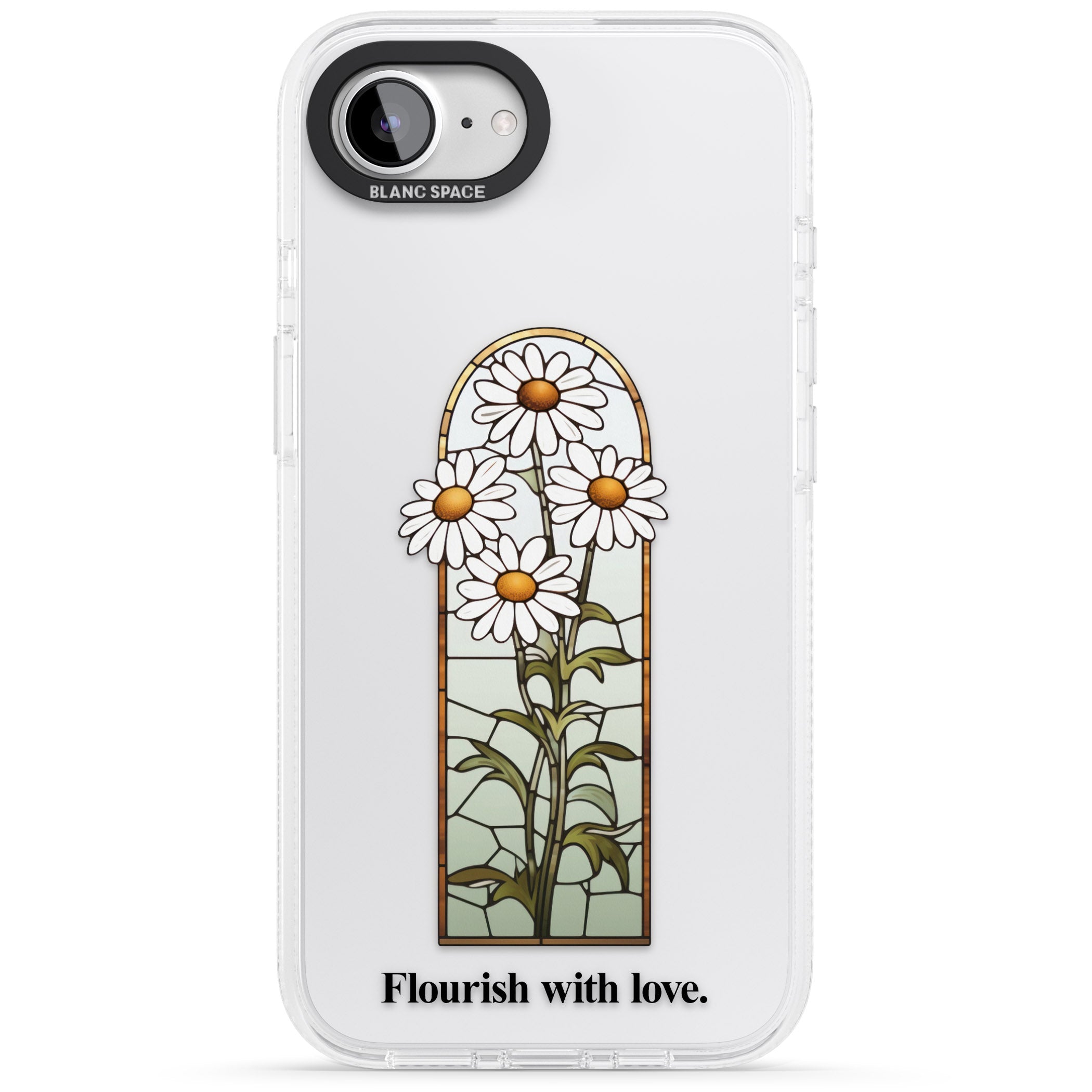 Flourish with love iPhone 16e Clear Case Impact Air - Blanc Space