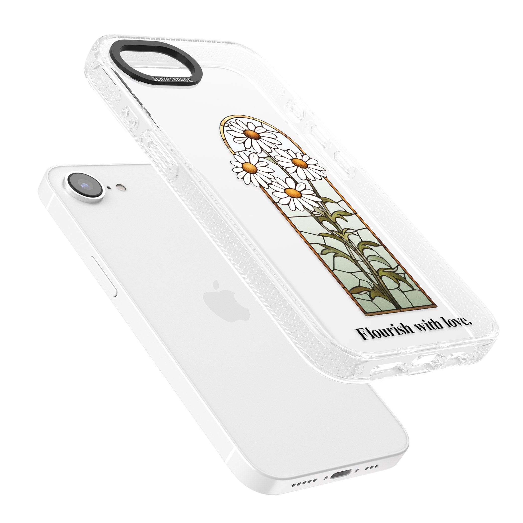 Flourish with love iPhone 16e Clear Case Impact Air - Blanc Space