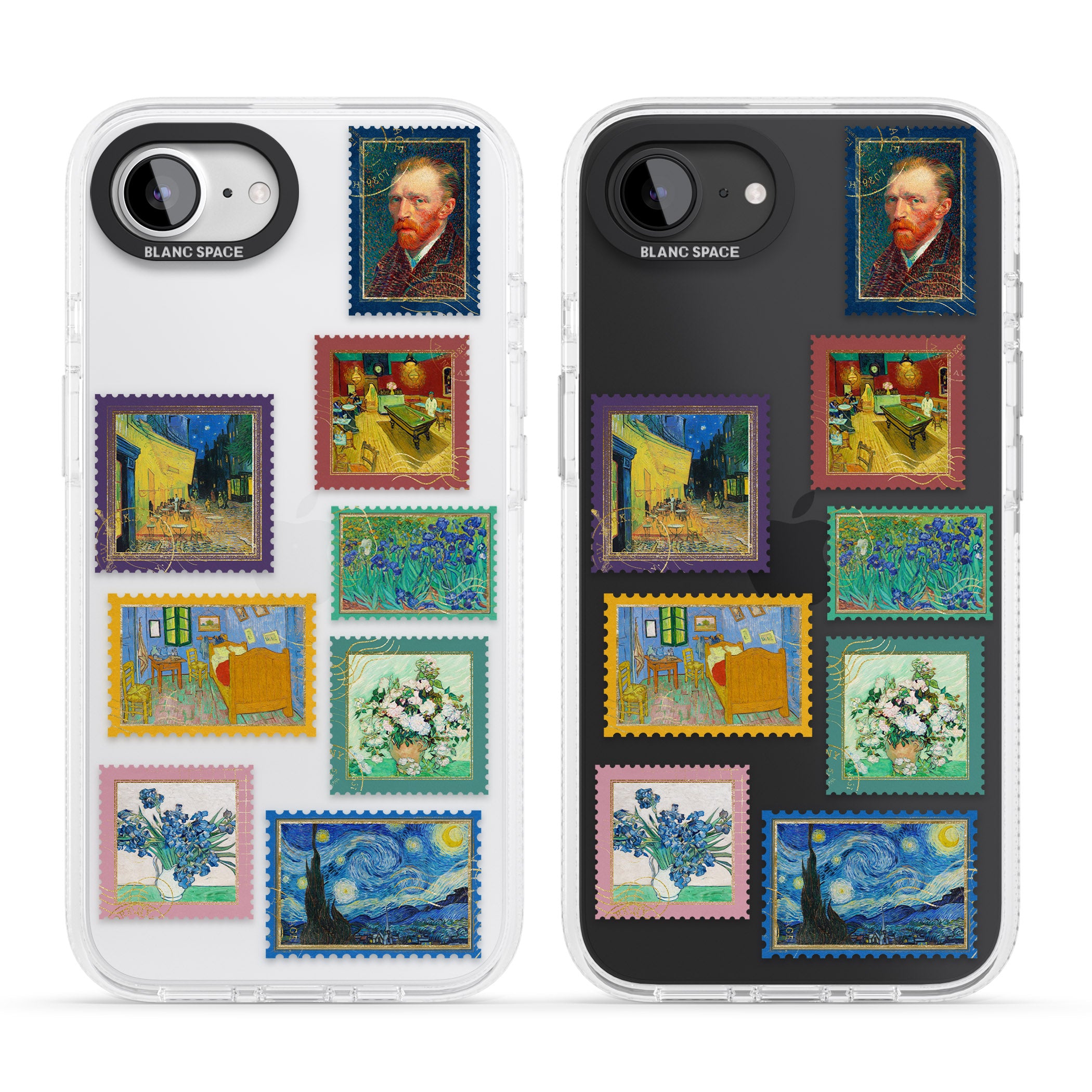 Colourful Vintage Art Stamps iPhone 16e Clear Case Impact Air - Blanc Space