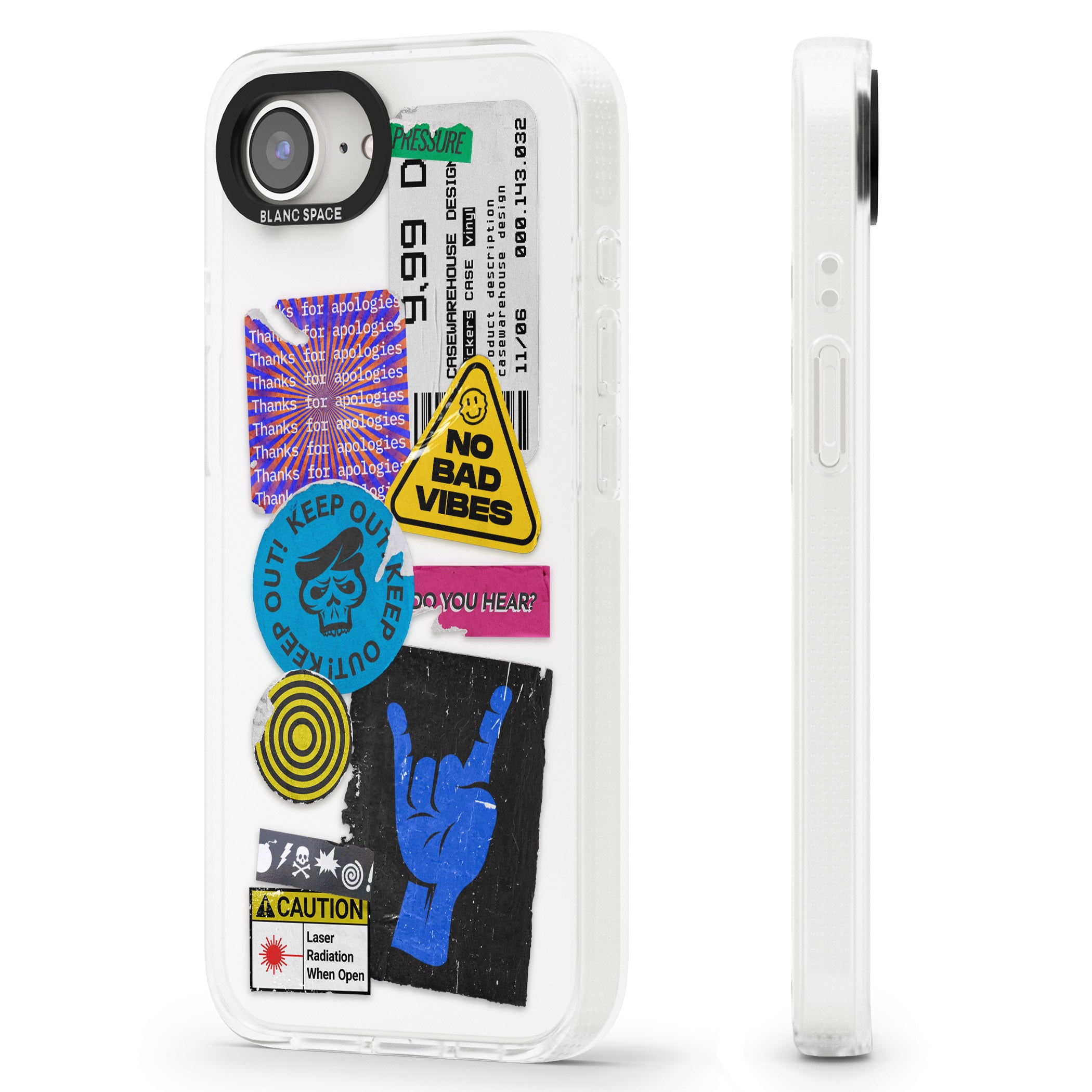 No Bad Vibes Sticker Mix iPhone 16e Clear Case Impact Air - Blanc Space
