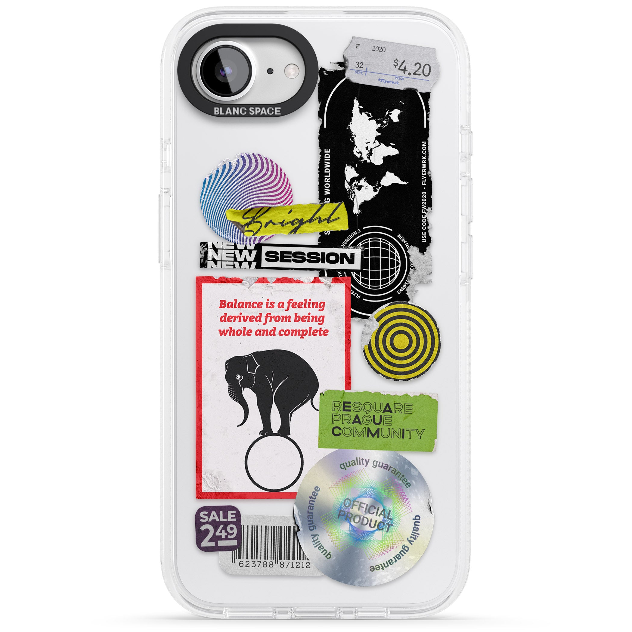Peeled Sticker Mix iPhone 16e Clear Case Impact Air - Blanc Space