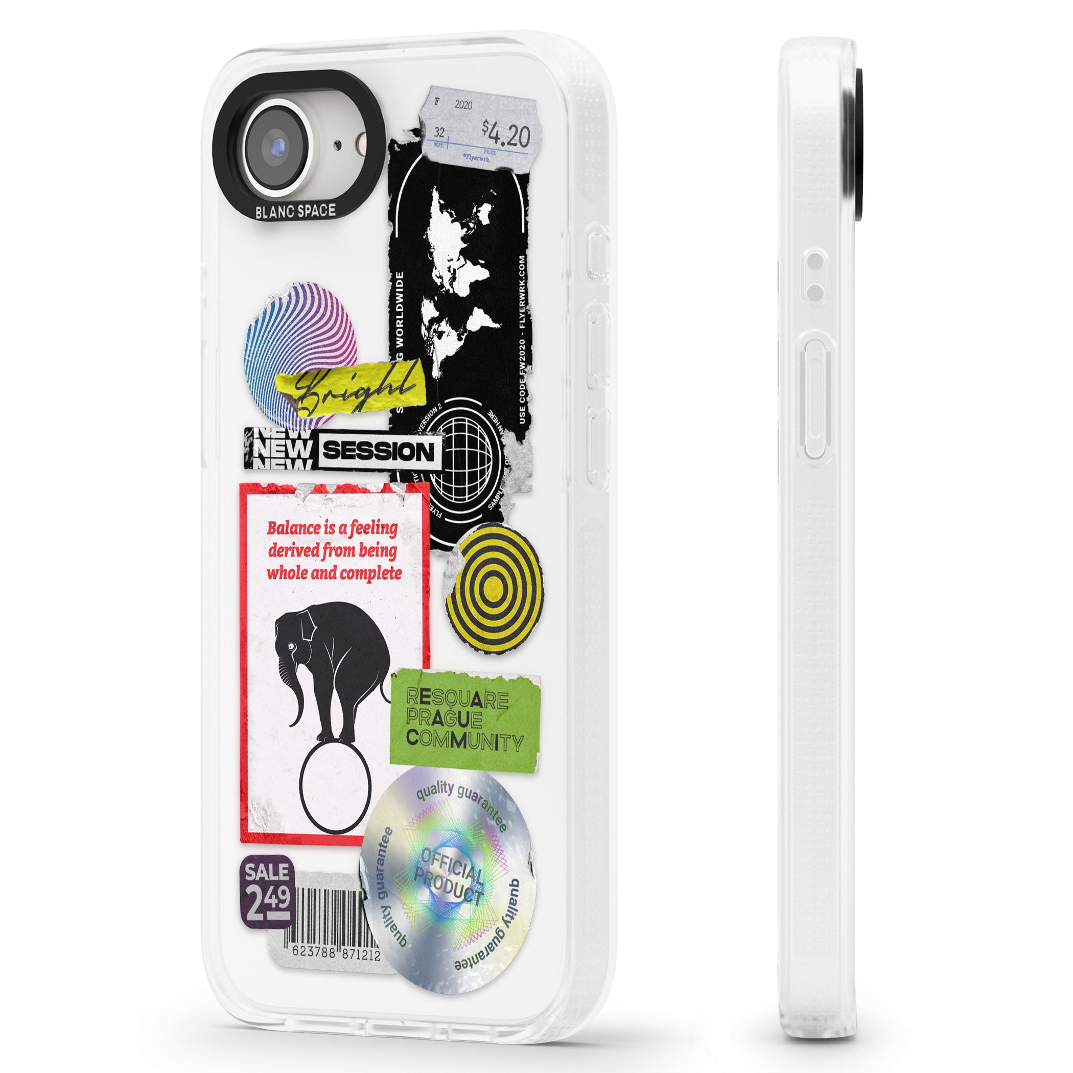 Peeled Sticker Mix iPhone 16e Clear Case Impact Air - Blanc Space