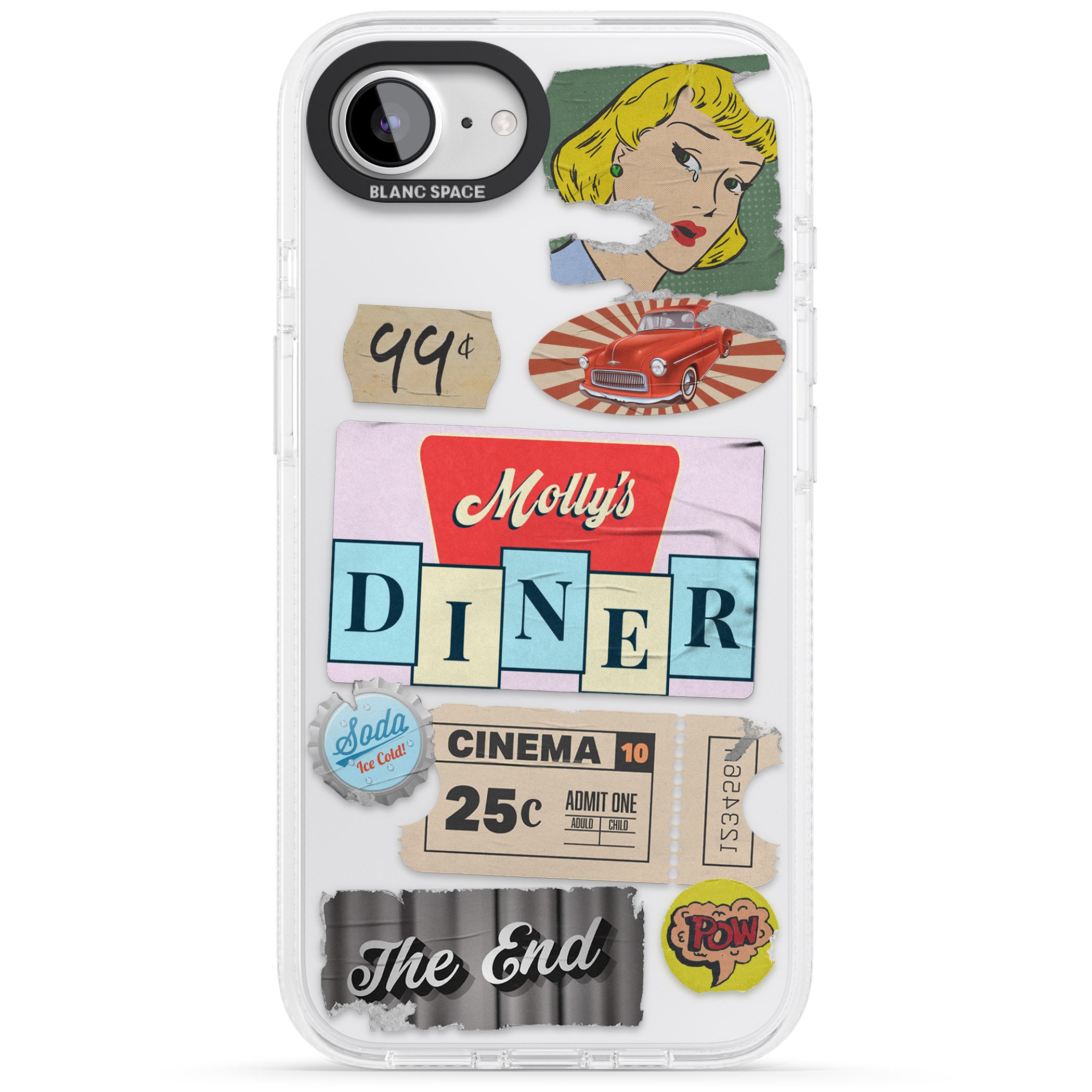 Nifty Fifties Swing iPhone 16e Clear Case Impact Air - Blanc Space
