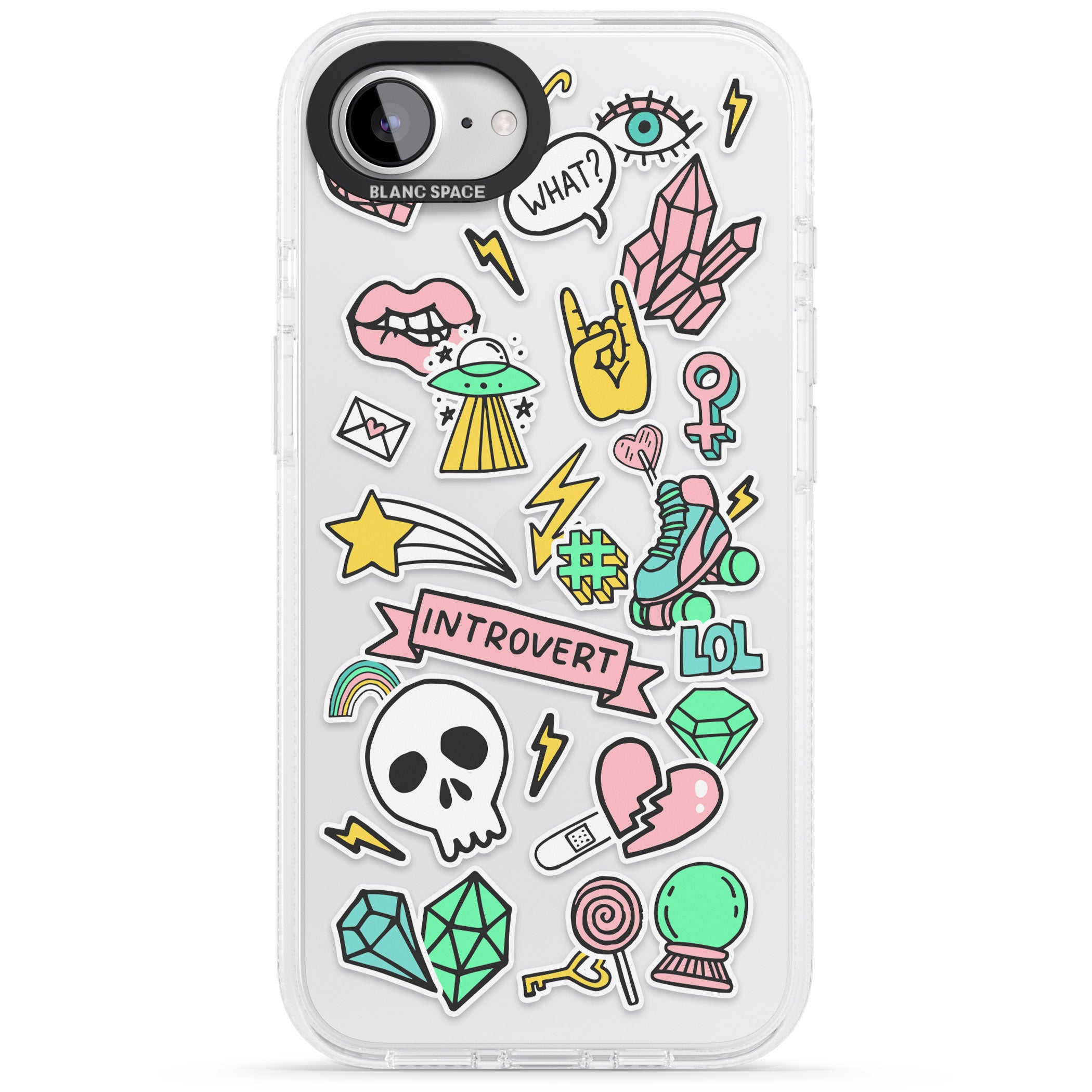 Introvert Sticker iPhone 16e Clear Case Impact Air - Blanc Space
