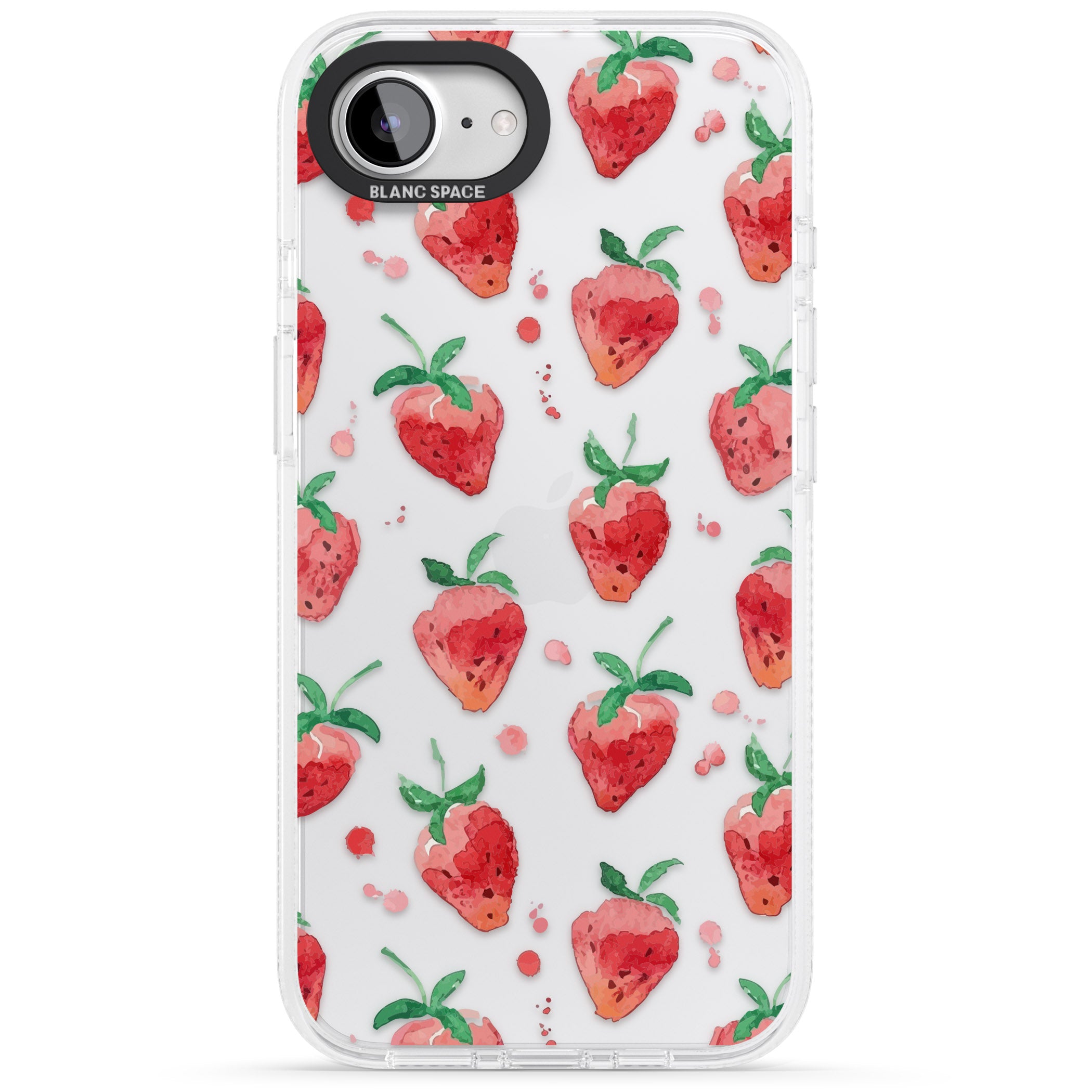 Strawberry Watercolour iPhone 16e Clear Case Impact Air - Blanc Space