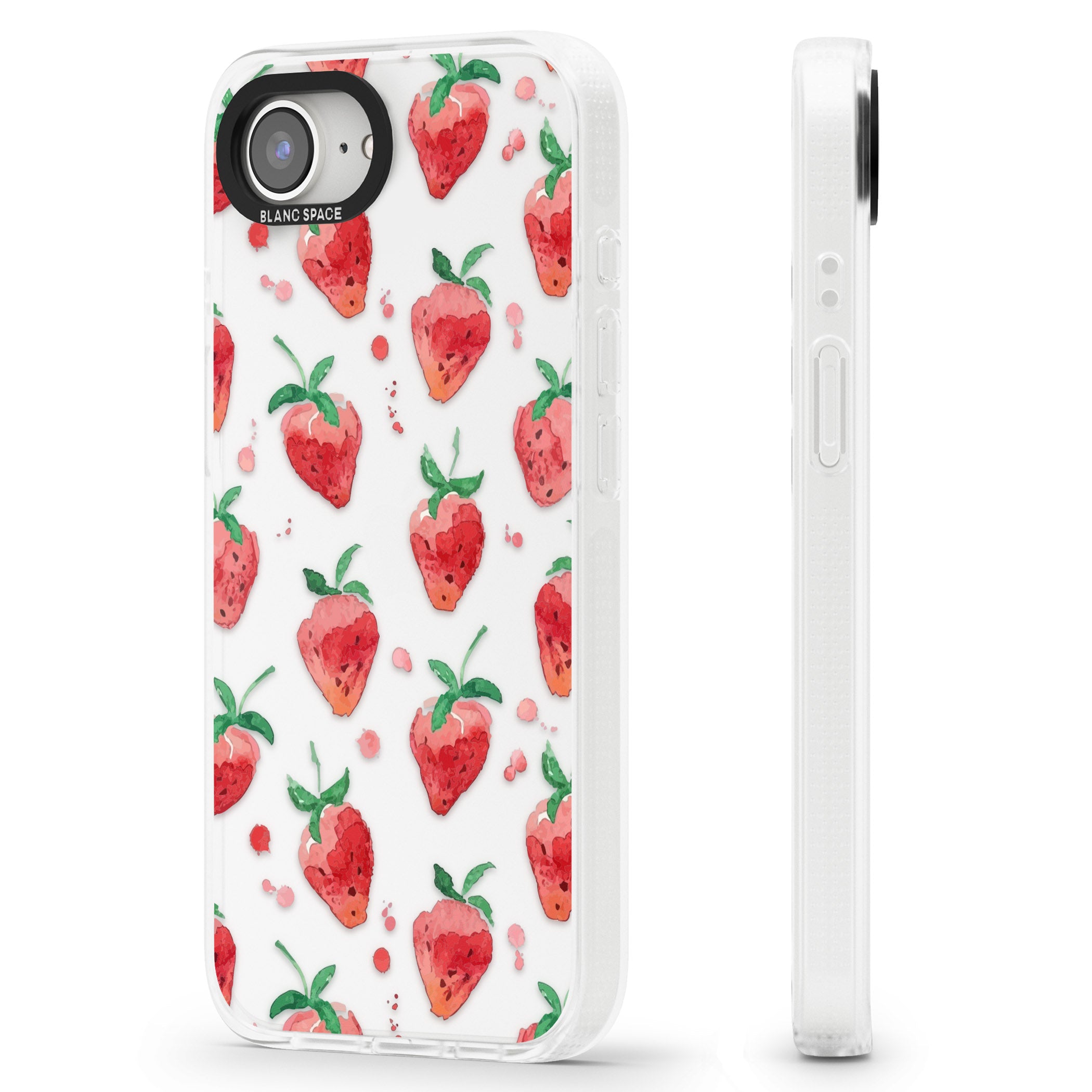 Strawberry Watercolour iPhone 16e Clear Case Impact Air - Blanc Space