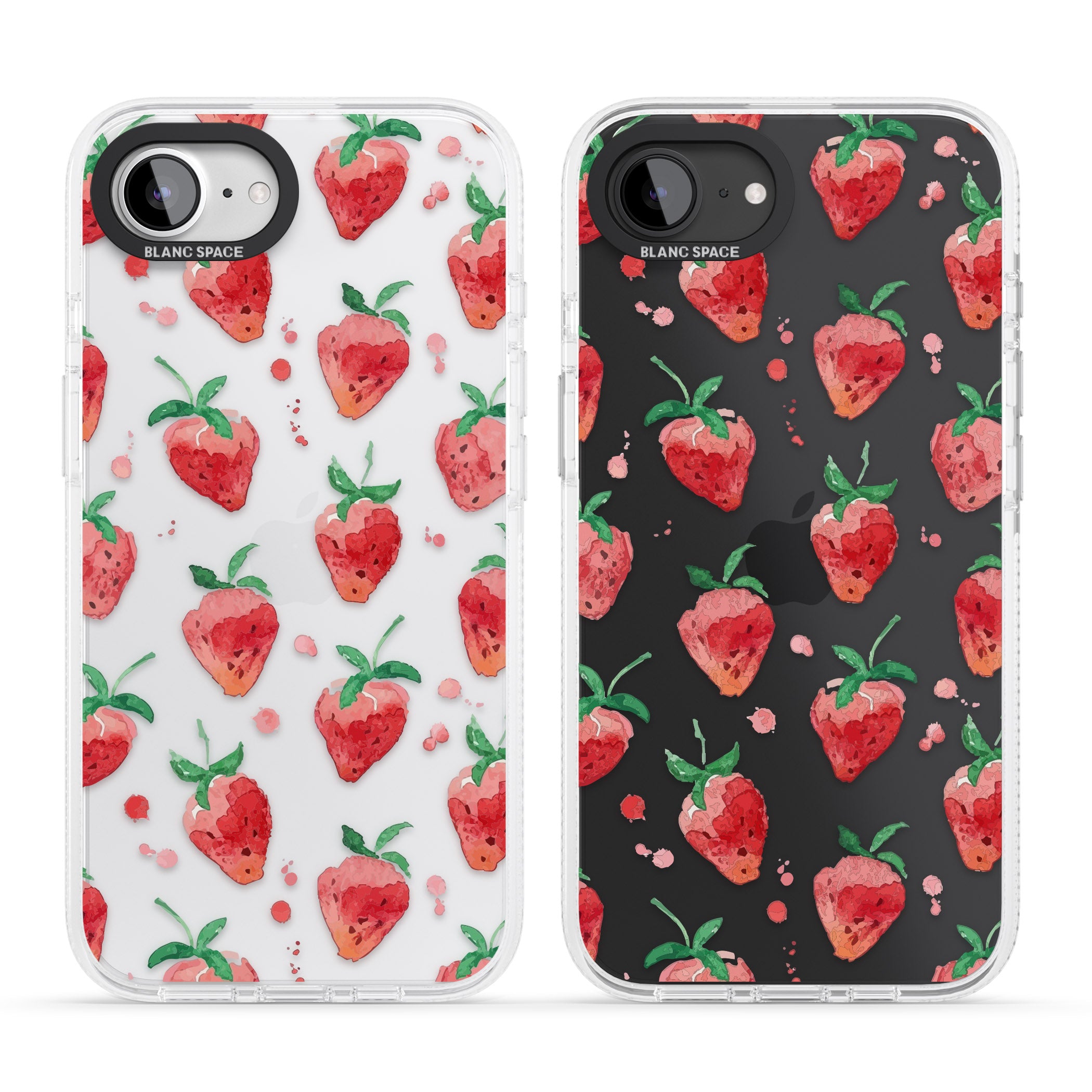 Strawberry Watercolour iPhone 16e Clear Case Impact Air - Blanc Space