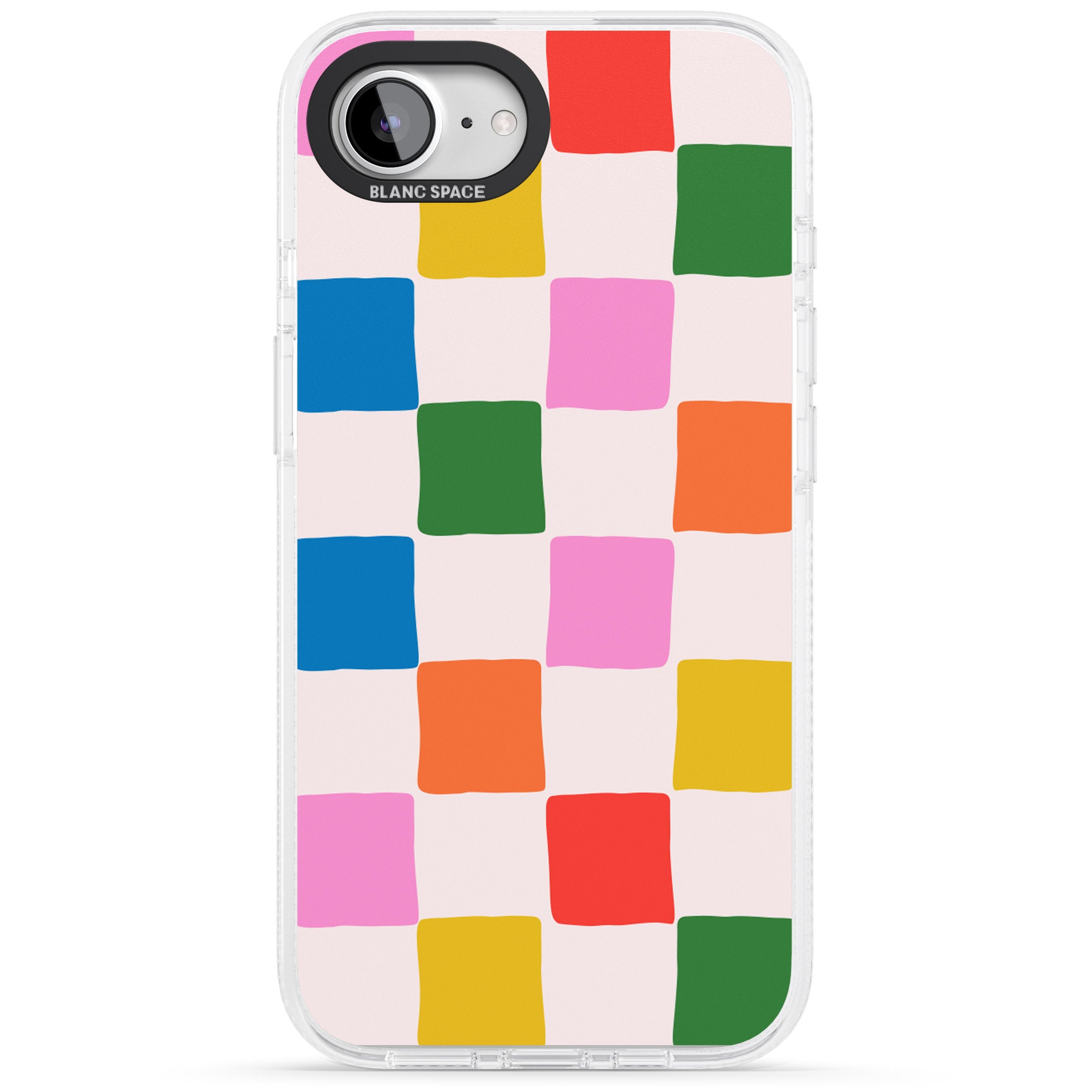 Colour Checked iPhone 16e Clear Case Impact Air - Blanc Space
