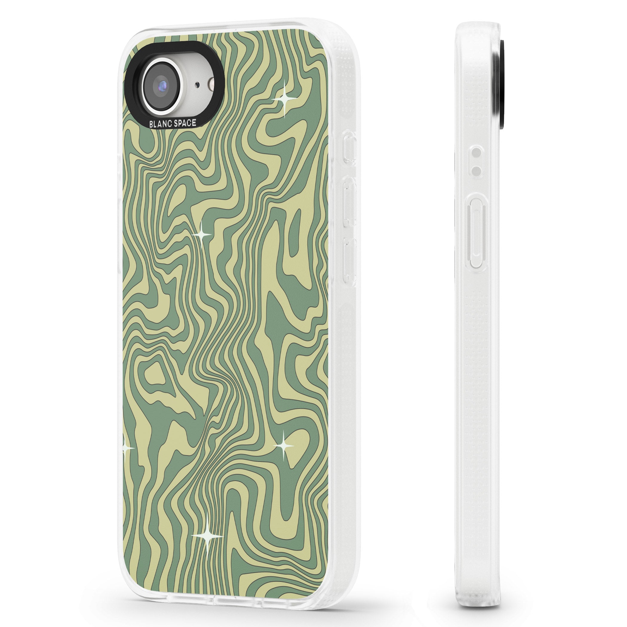 Green Abstract Wave iPhone 16e Clear Case Impact Air - Blanc Space