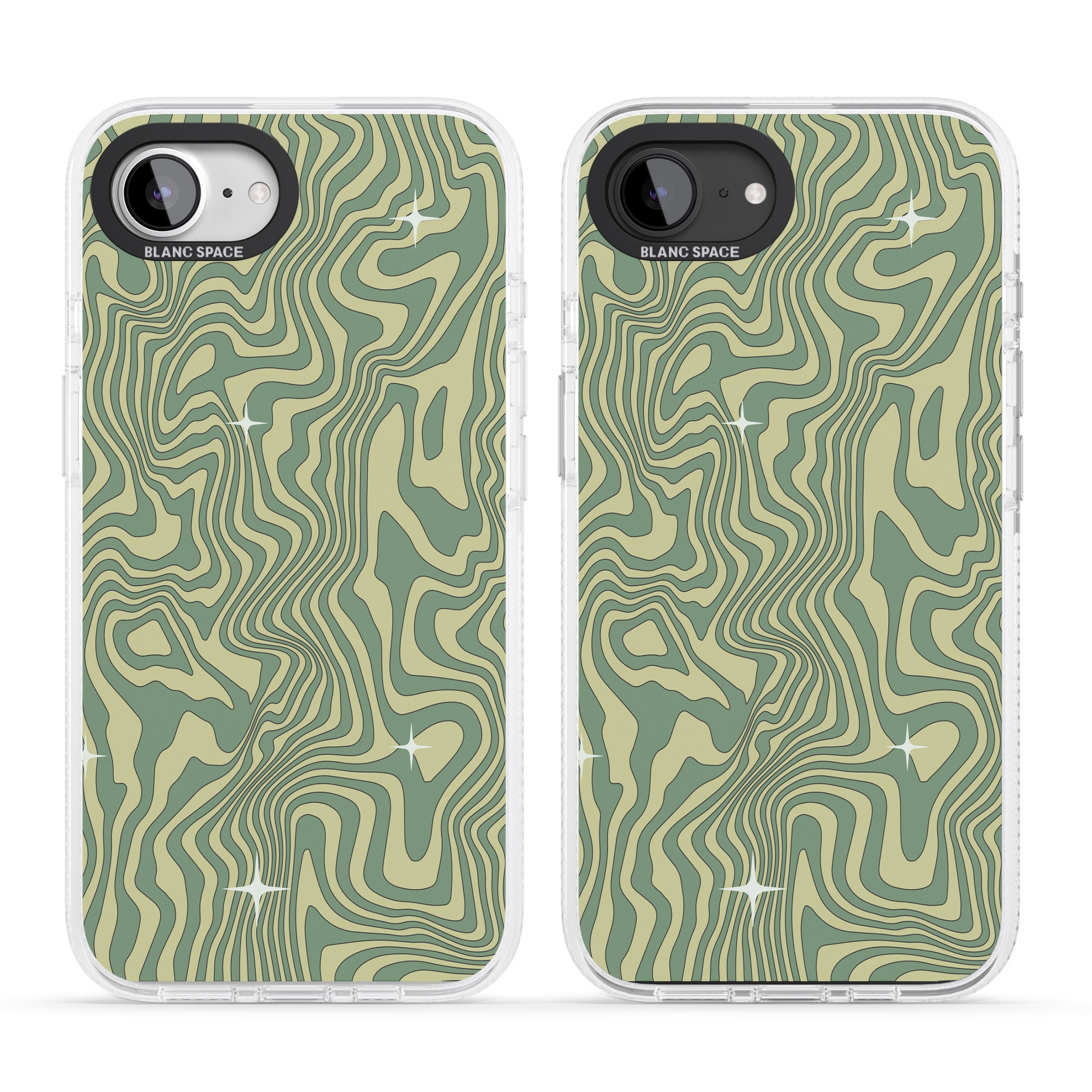 Green Abstract Wave iPhone 16e Clear Case Impact Air - Blanc Space