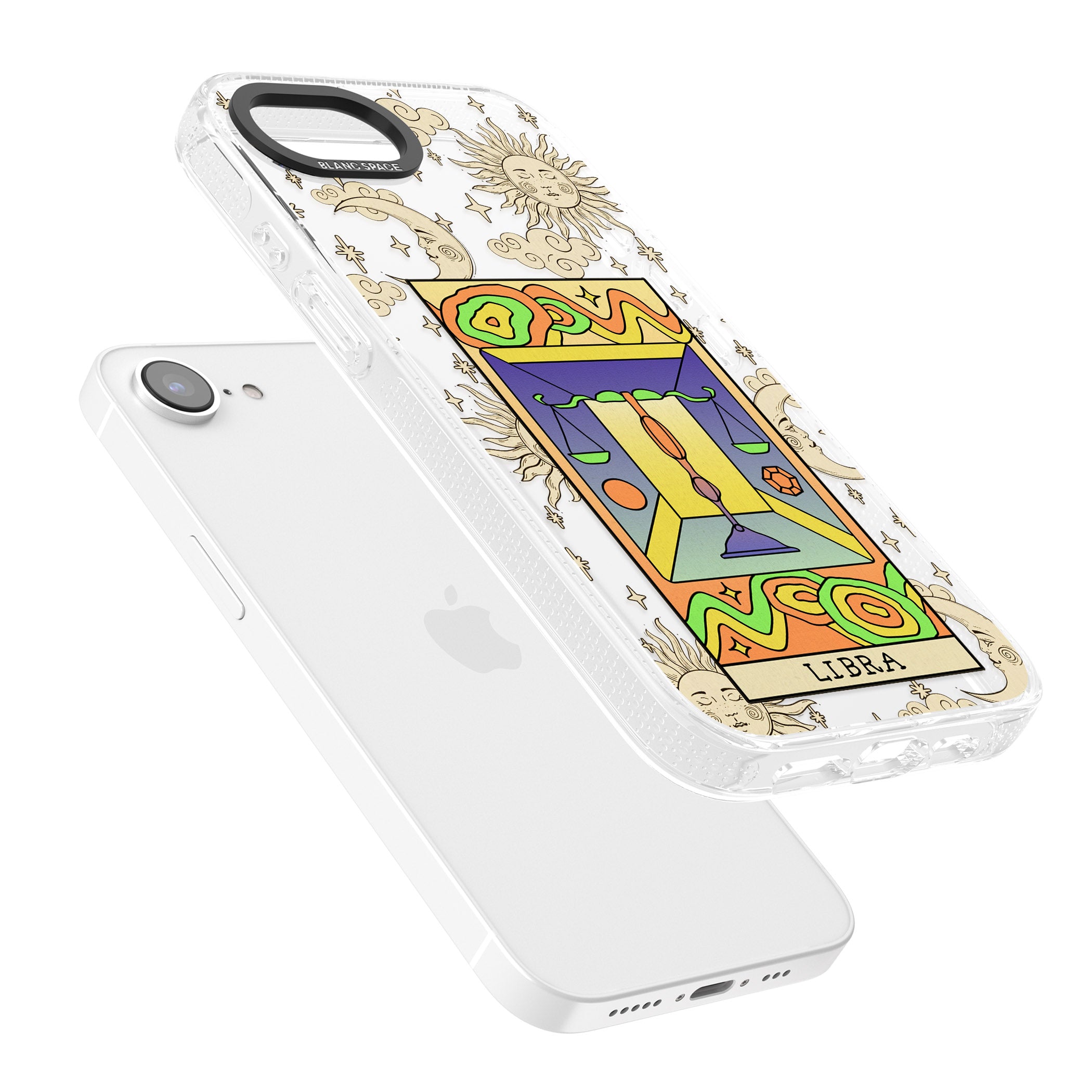 Celestial Zodiac - Libra iPhone 16e Clear Case Impact Air - Blanc Space