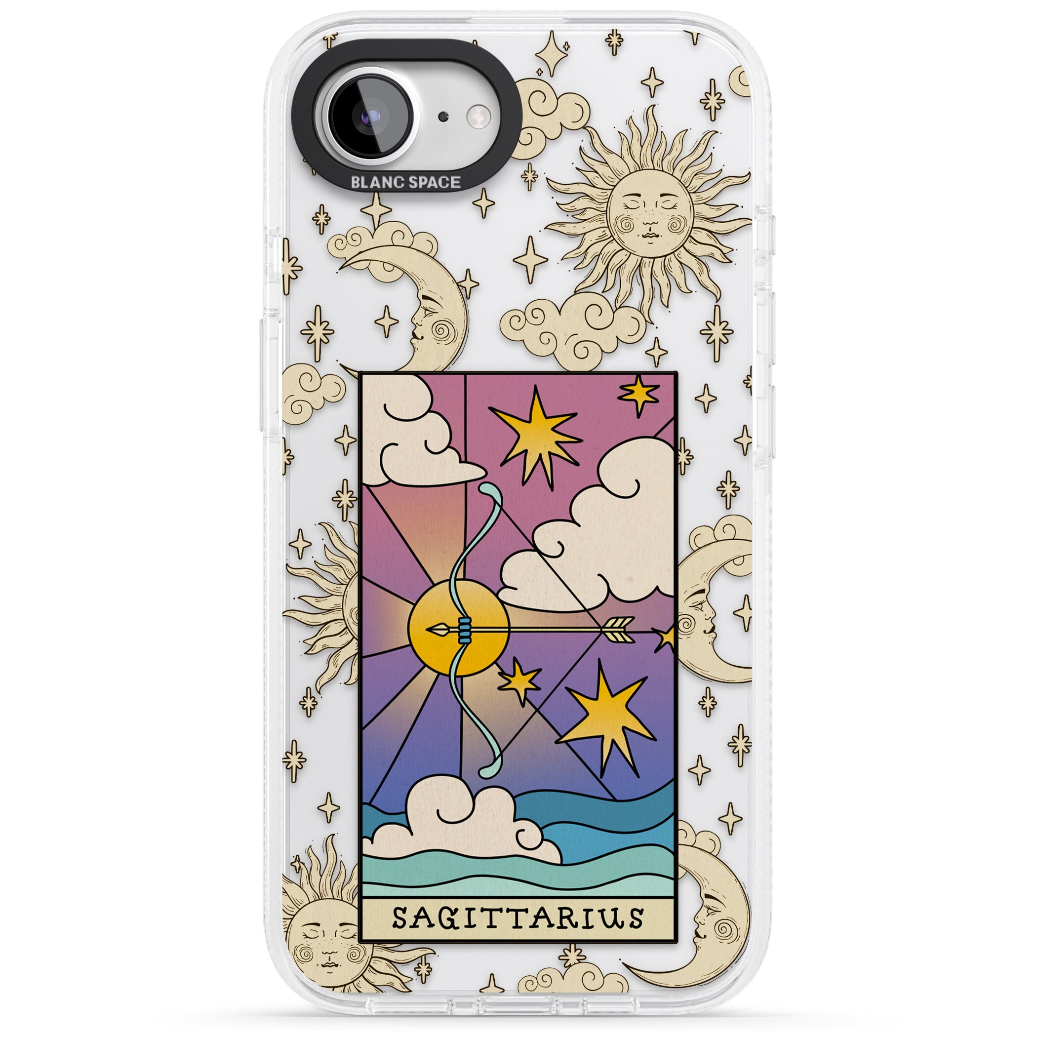Celestial Zodiac - Sagittarius iPhone 16e Clear Case Impact Air - Blanc Space