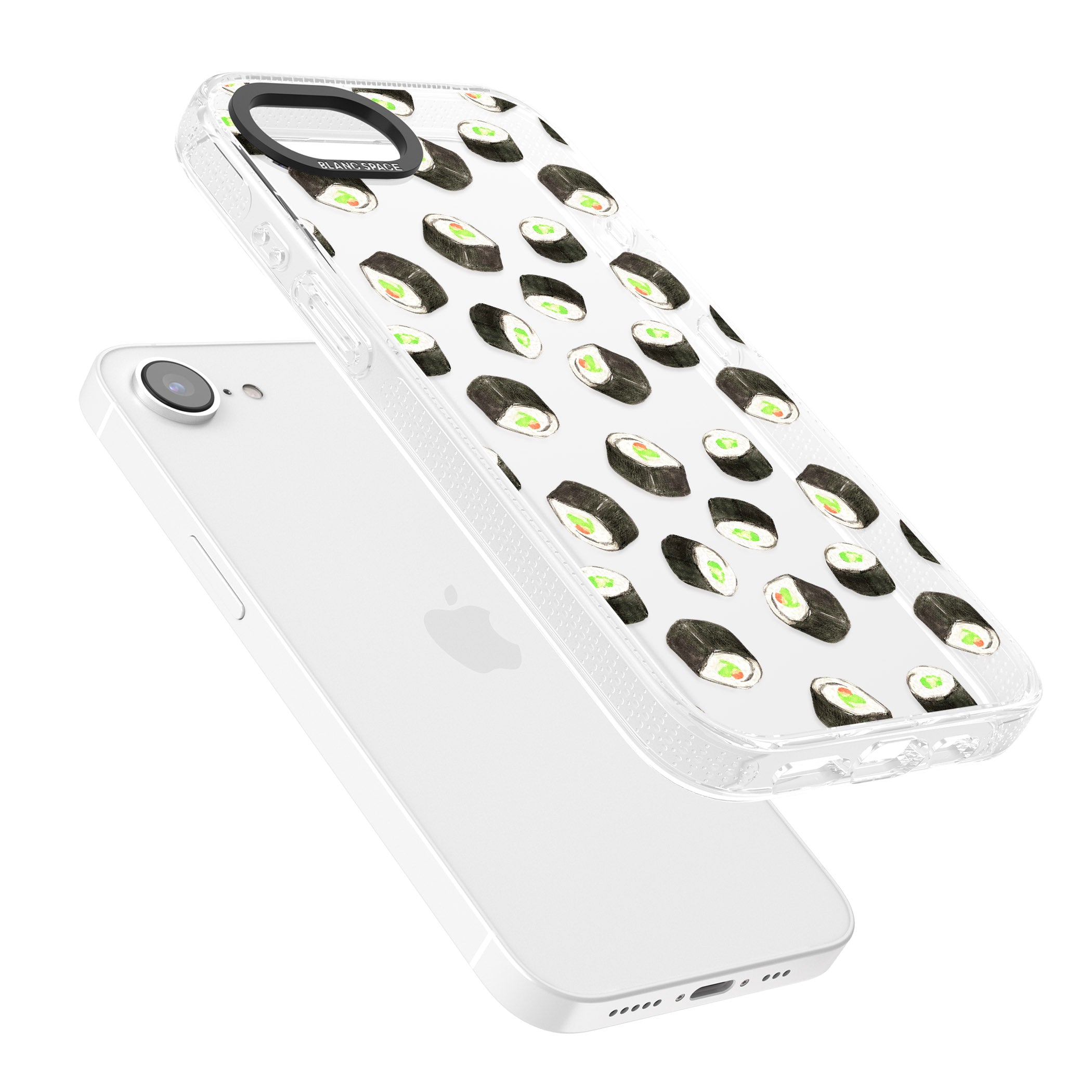 Maki Rolls Sushi Pattern iPhone 16e Clear Case Impact Air - Blanc Space