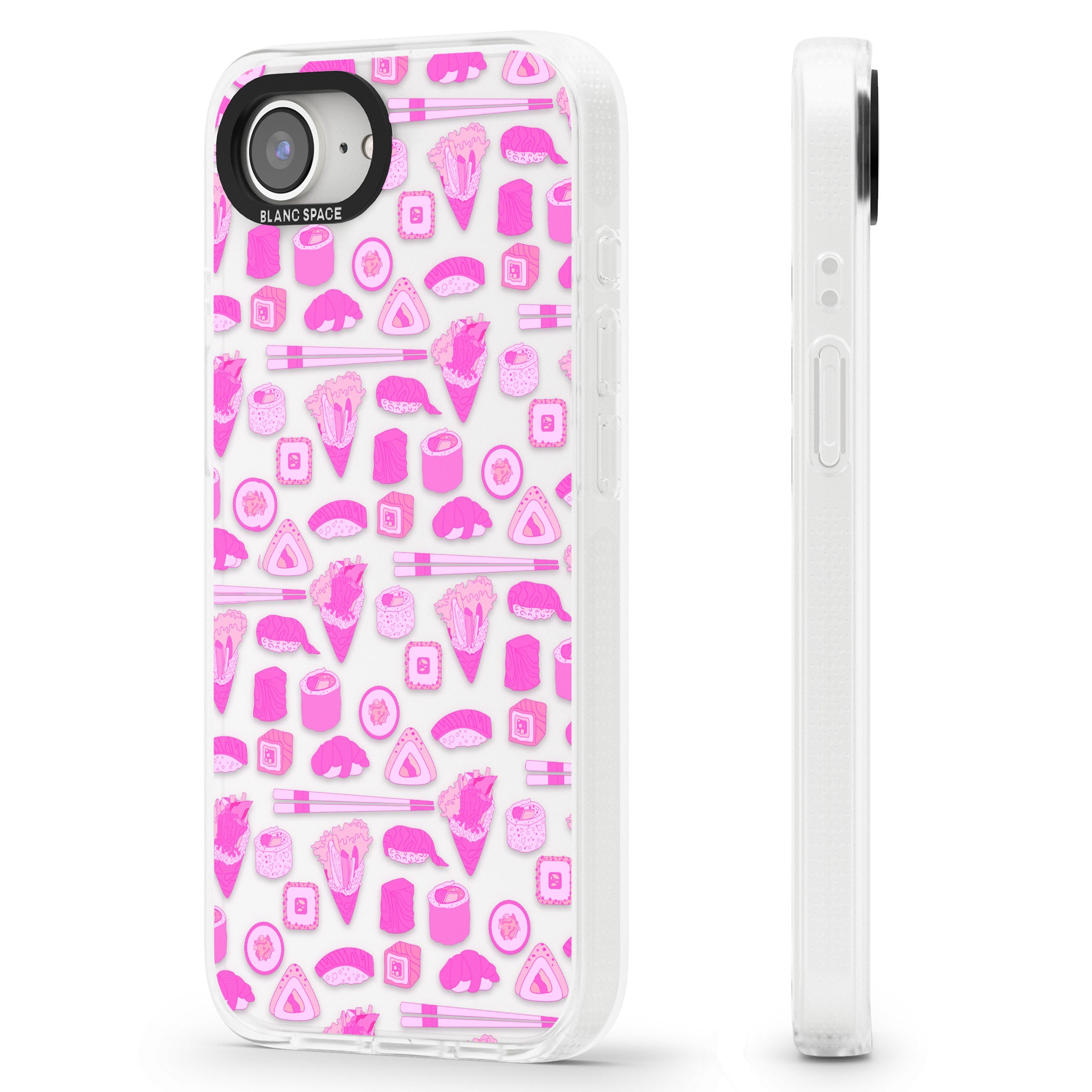 Bright Pink Sushi Pattern iPhone 16e Clear Case Impact Air - Blanc Space