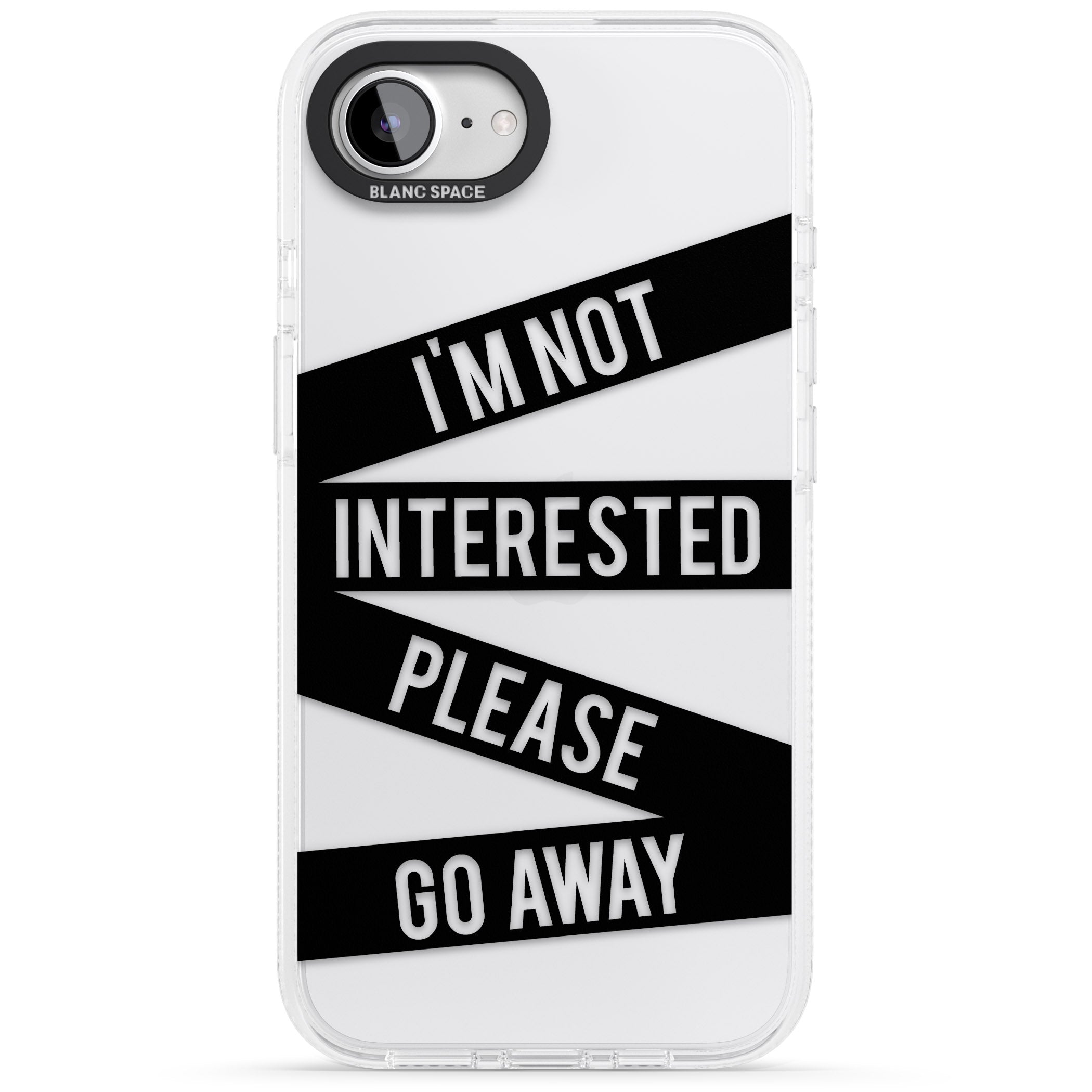 Black Stripes I'm Not Interested iPhone 16e Clear Case Impact Air - Blanc Space