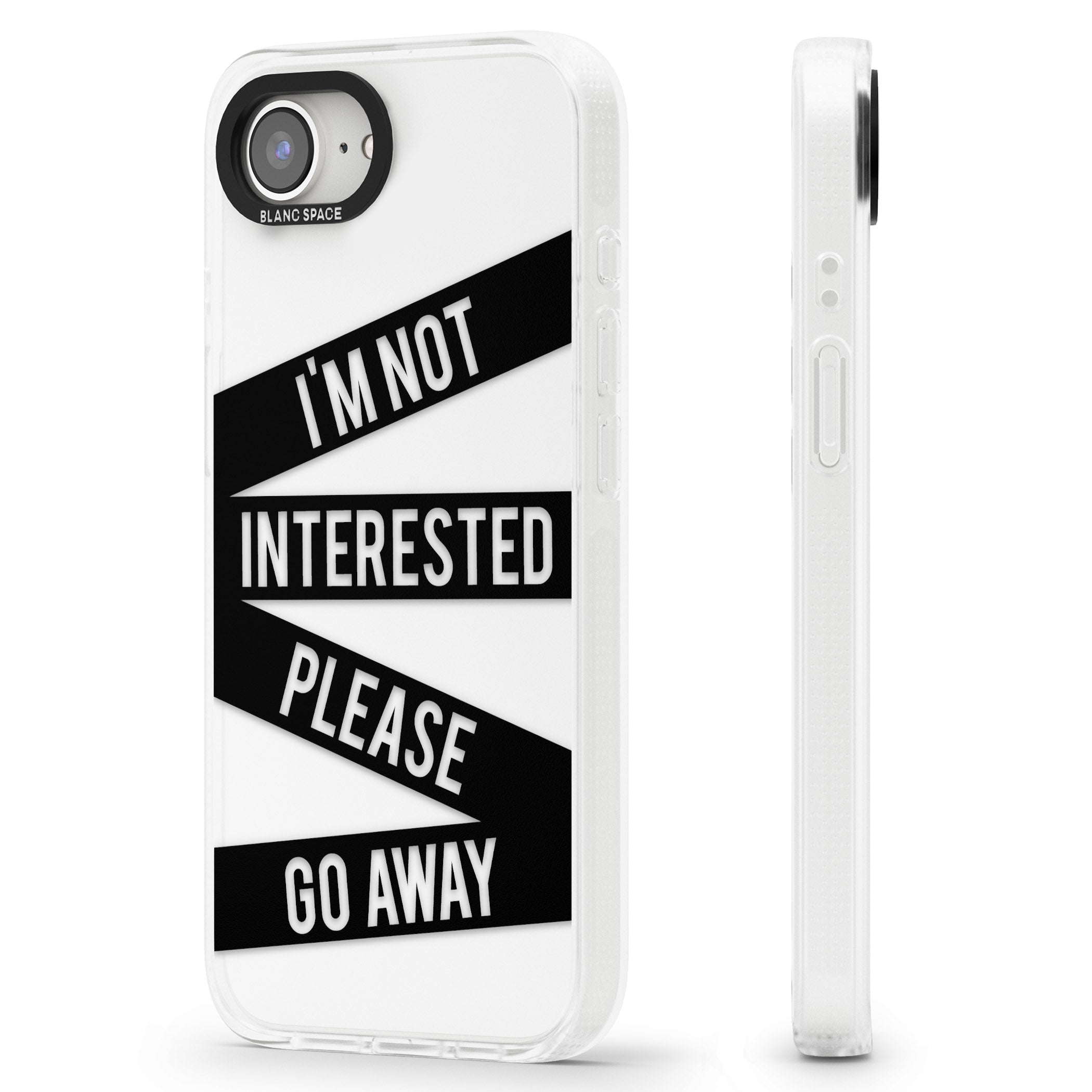 Black Stripes I'm Not Interested iPhone 16e Clear Case Impact Air - Blanc Space