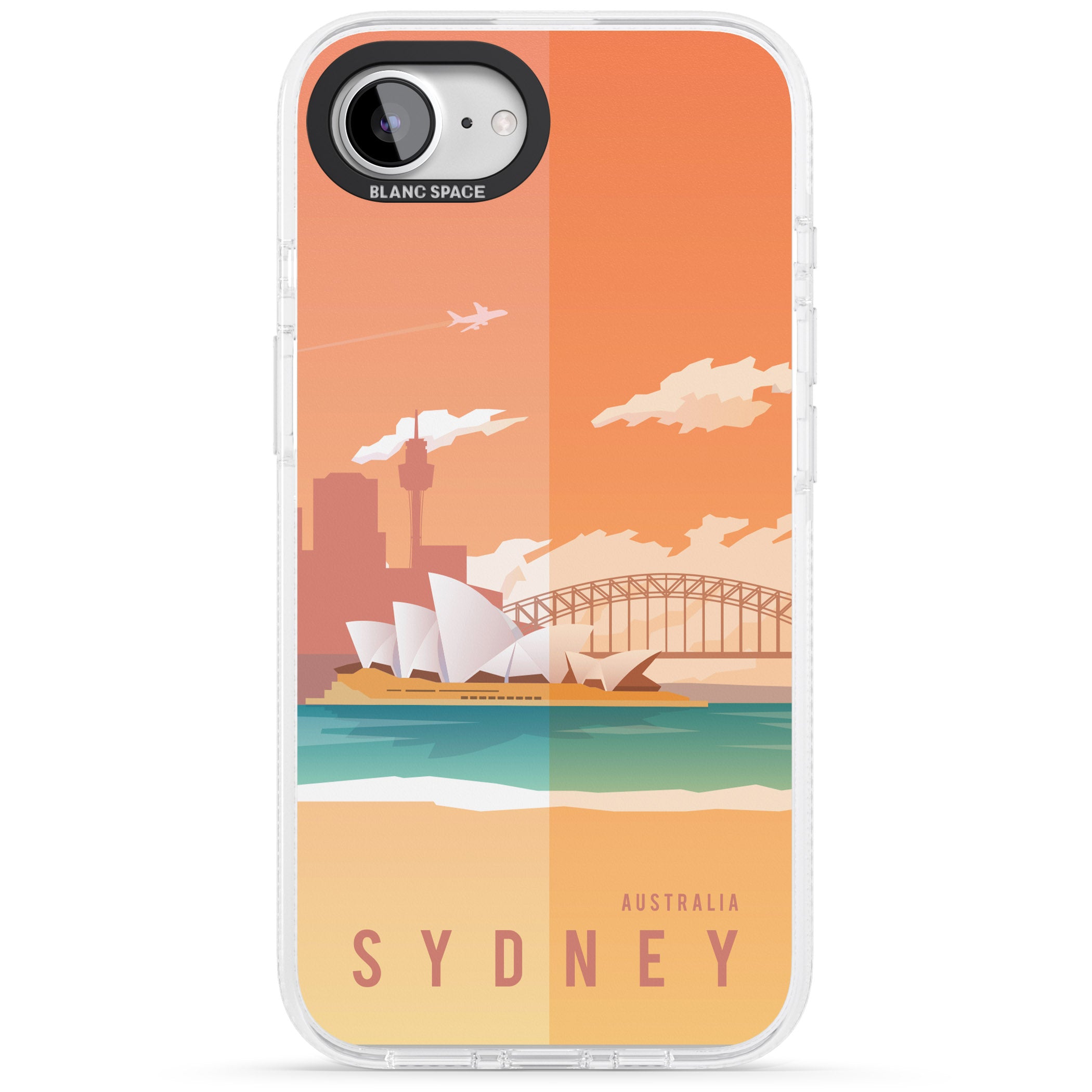 Vintage Travel Poster Sydney iPhone 16e Clear Case Impact Air - Blanc Space