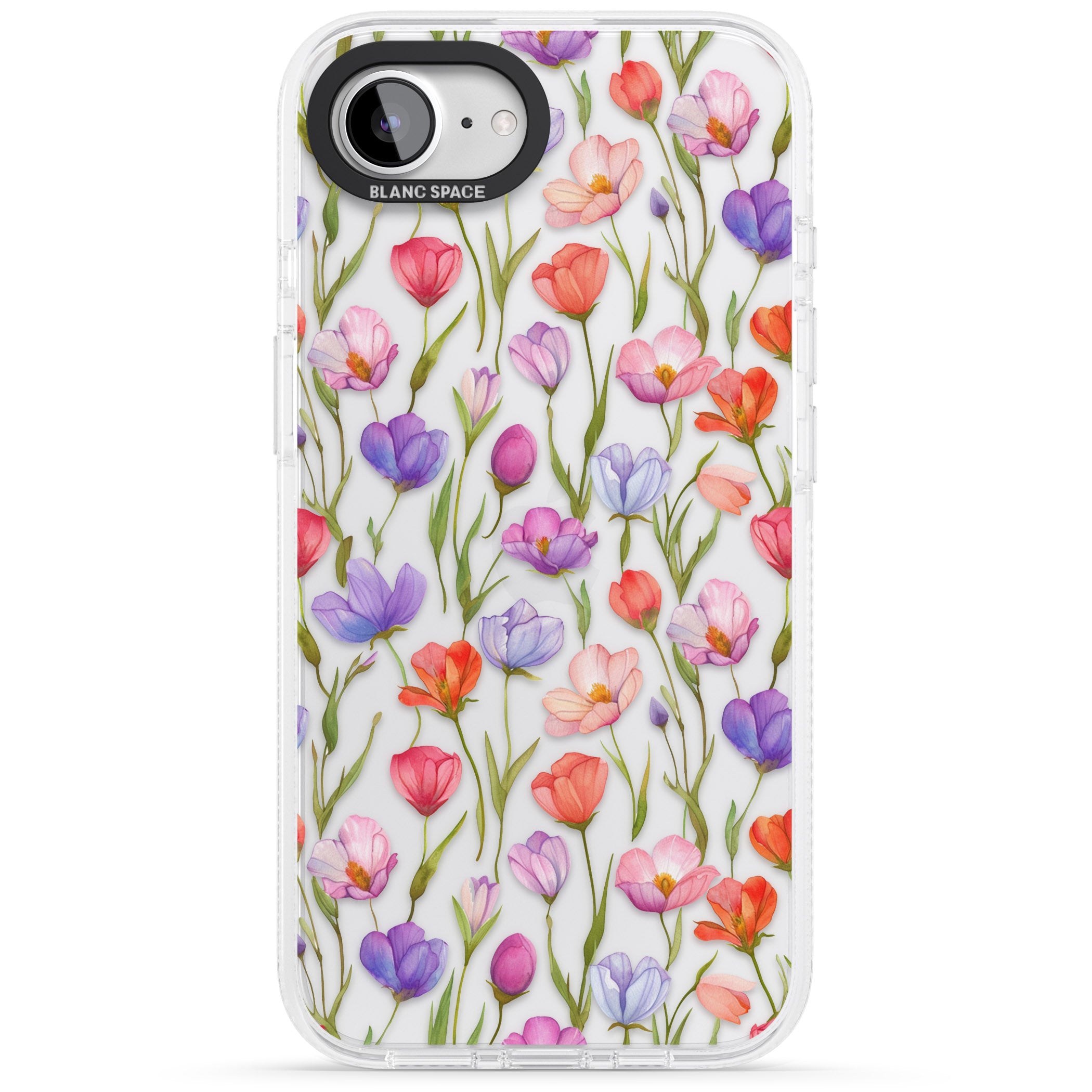 Red, Pink & Purple Flowers iPhone 16e Clear Case Impact Air - Blanc Space