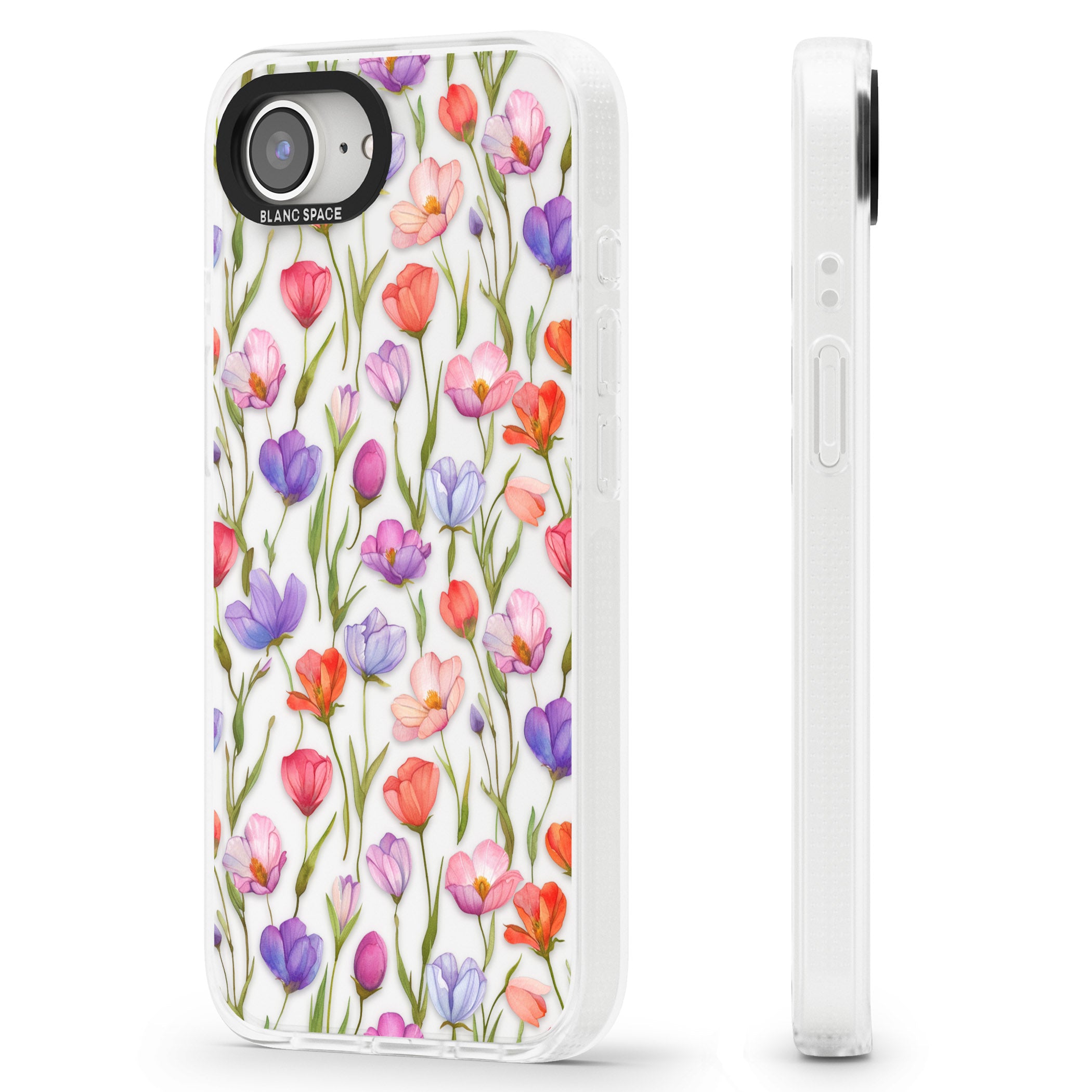 Red, Pink & Purple Flowers iPhone 16e Clear Case Impact Air - Blanc Space